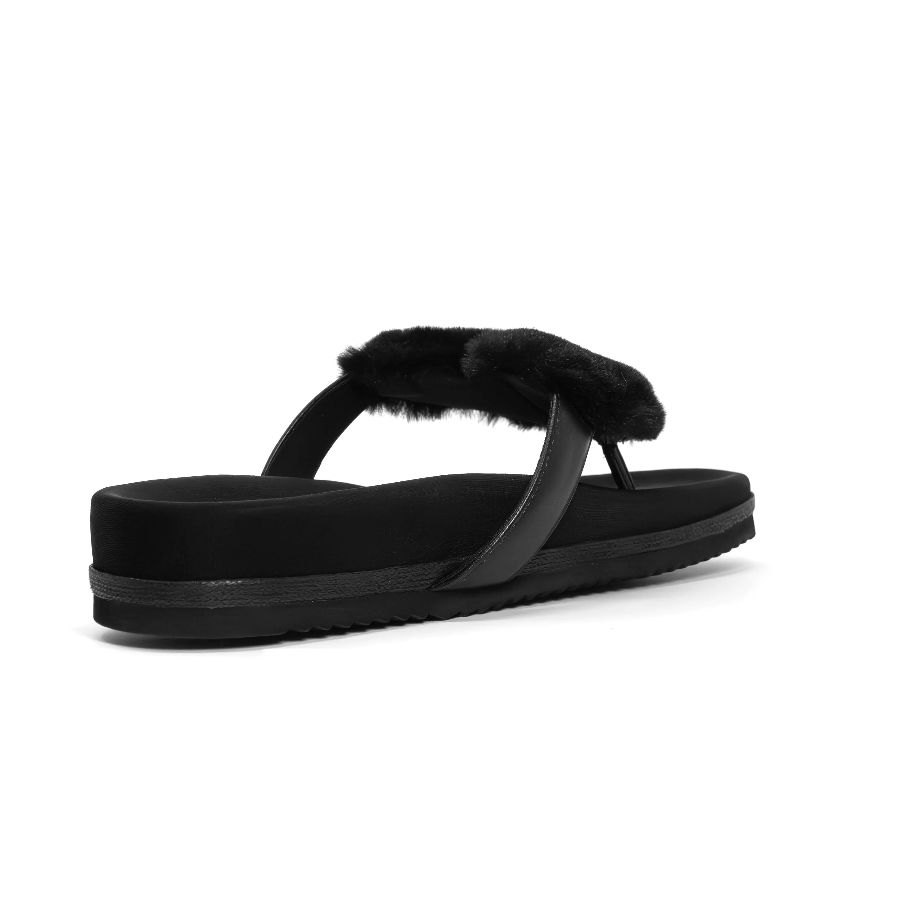 ROAM LOVE CLOUD SANDAL BLACK FAUX FUR