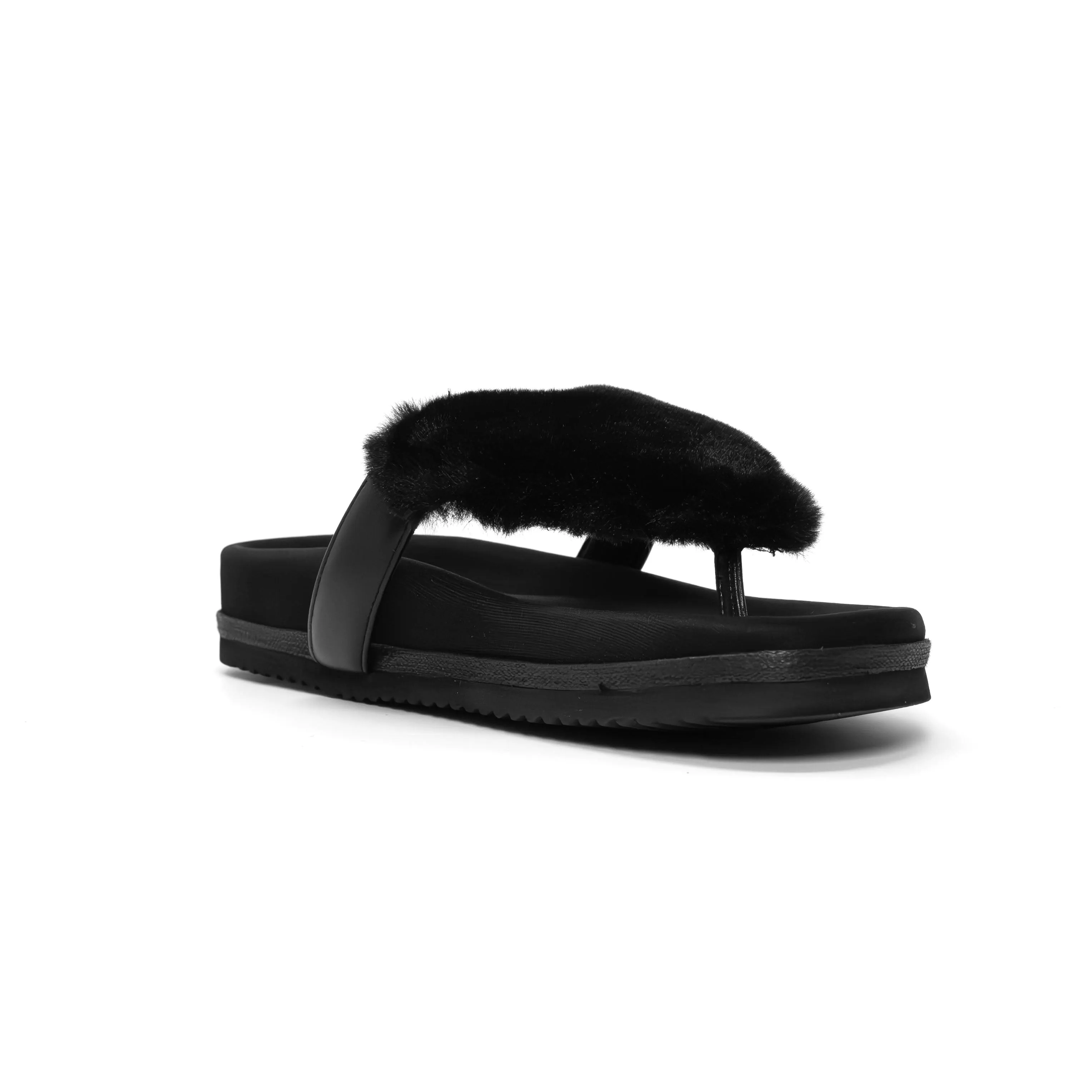 ROAM LOVE CLOUD SANDAL BLACK FAUX FUR
