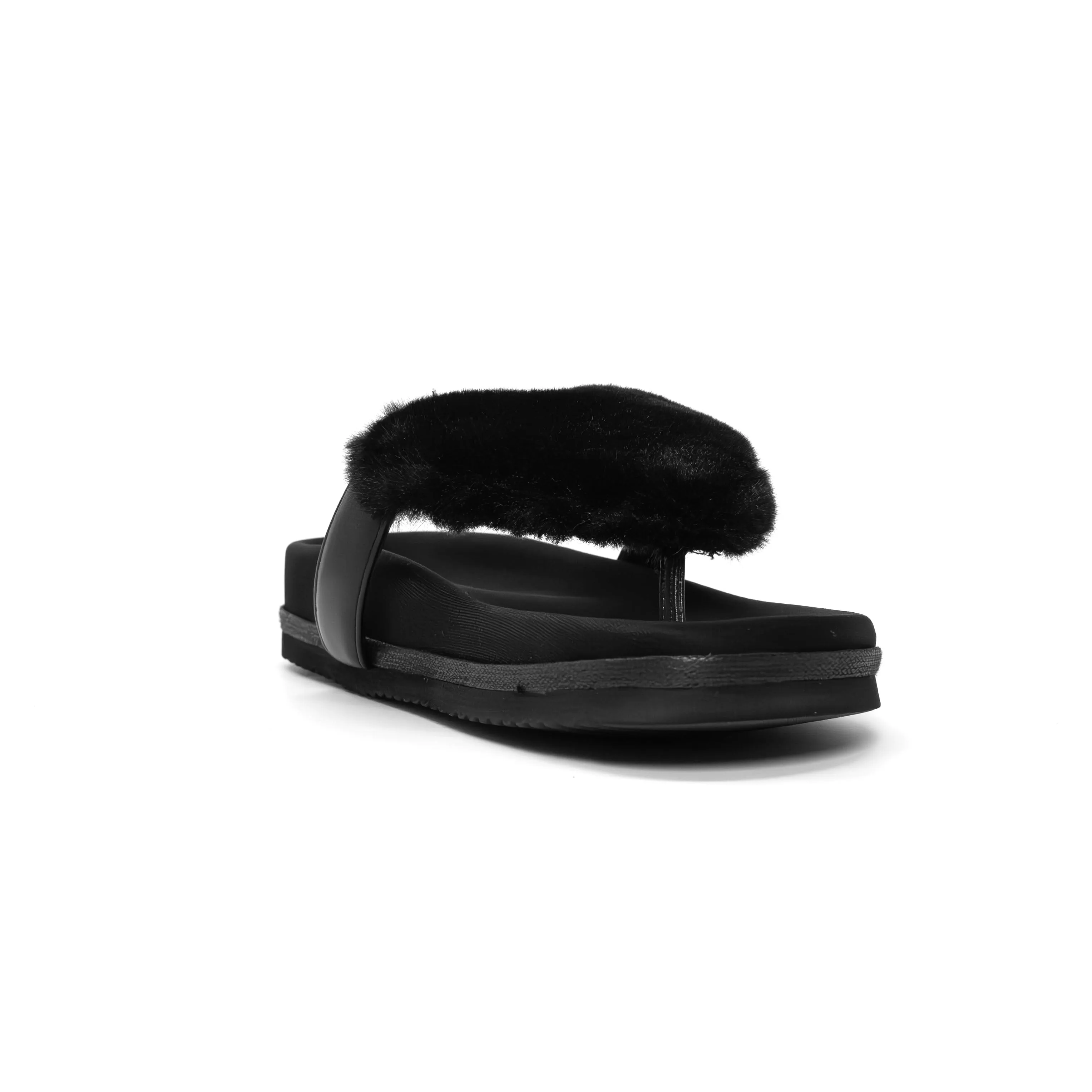 ROAM LOVE CLOUD SANDAL BLACK FAUX FUR