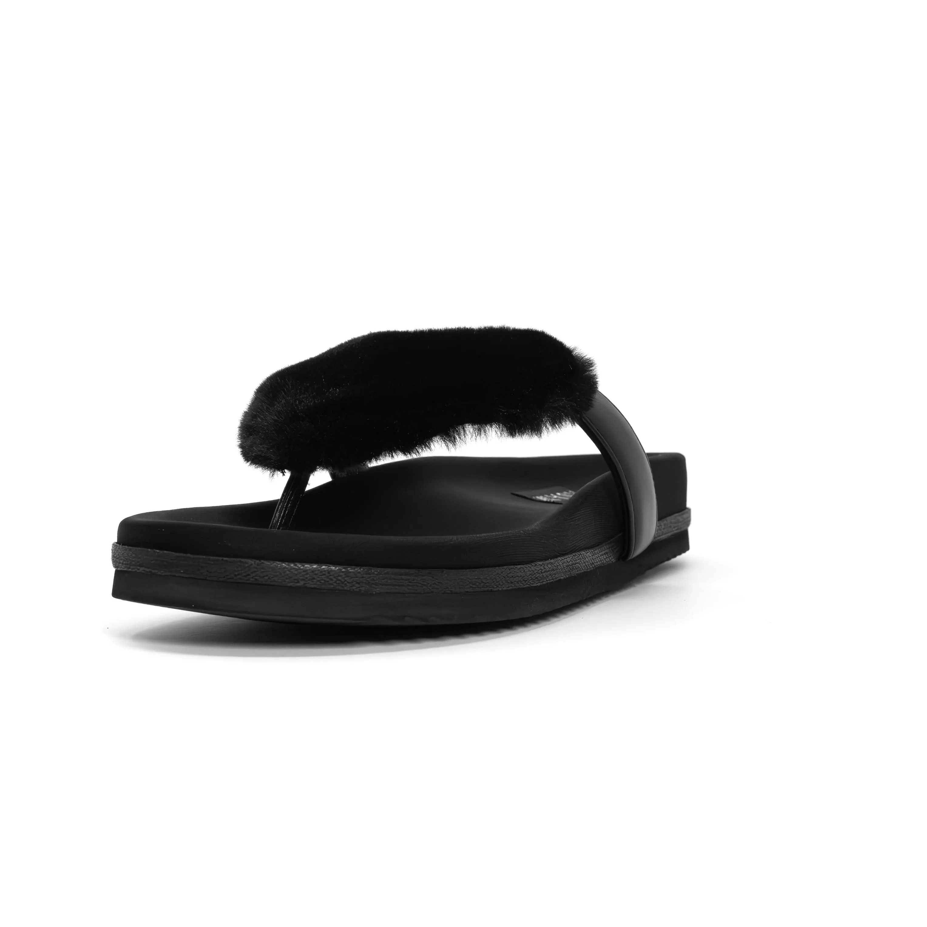 ROAM LOVE CLOUD SANDAL BLACK FAUX FUR