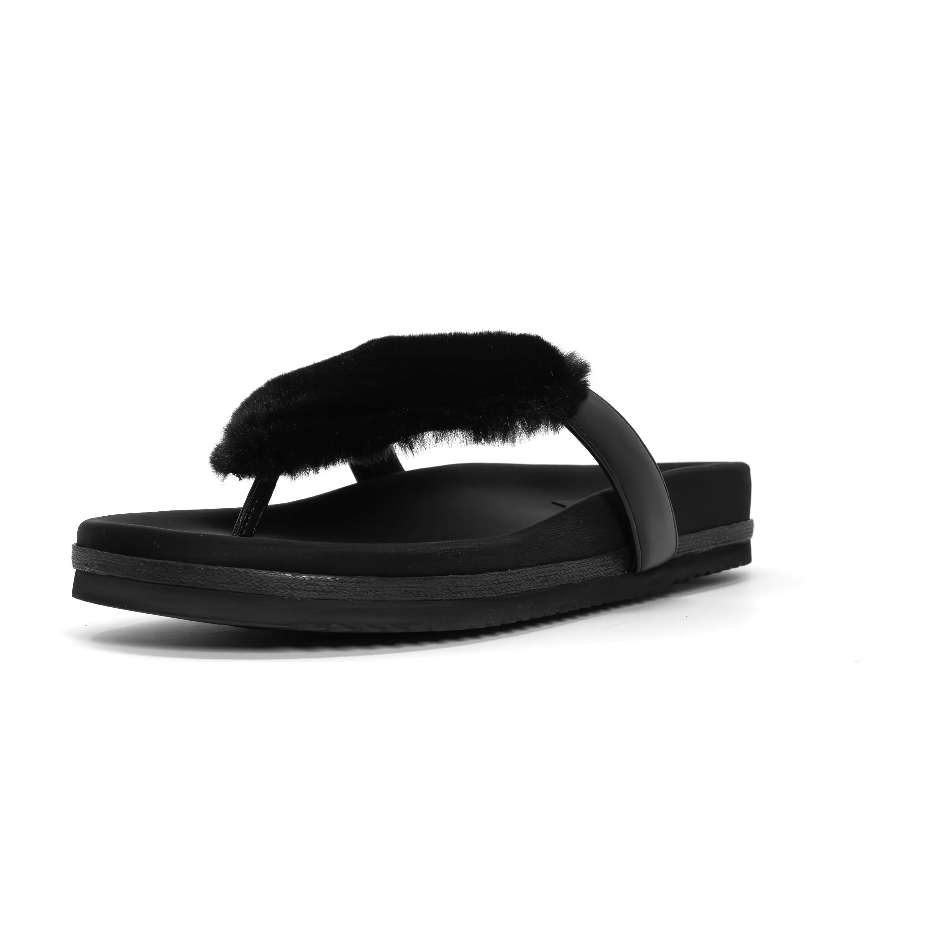 ROAM LOVE CLOUD SANDAL BLACK FAUX FUR