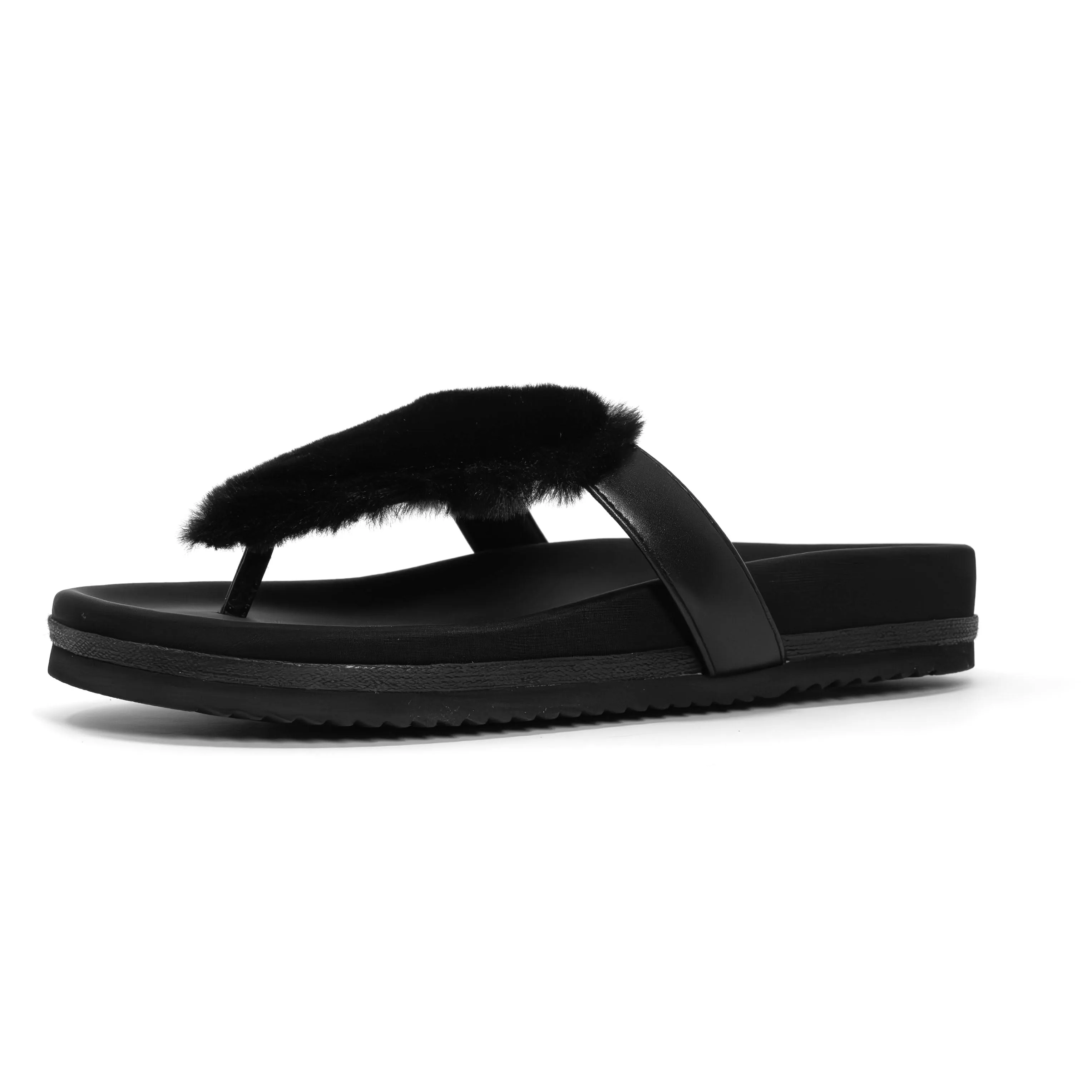 ROAM LOVE CLOUD SANDAL BLACK FAUX FUR