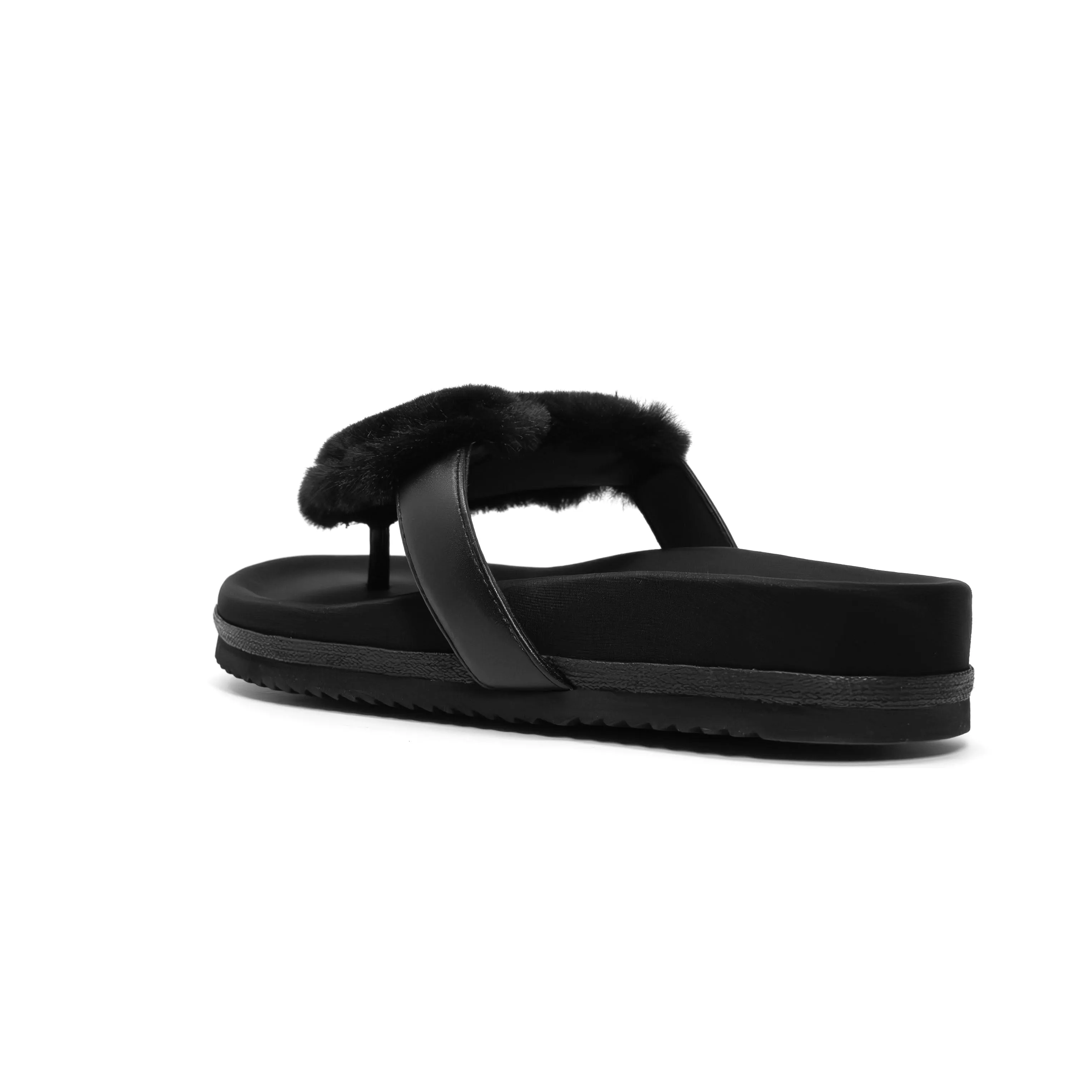 ROAM LOVE CLOUD SANDAL BLACK FAUX FUR