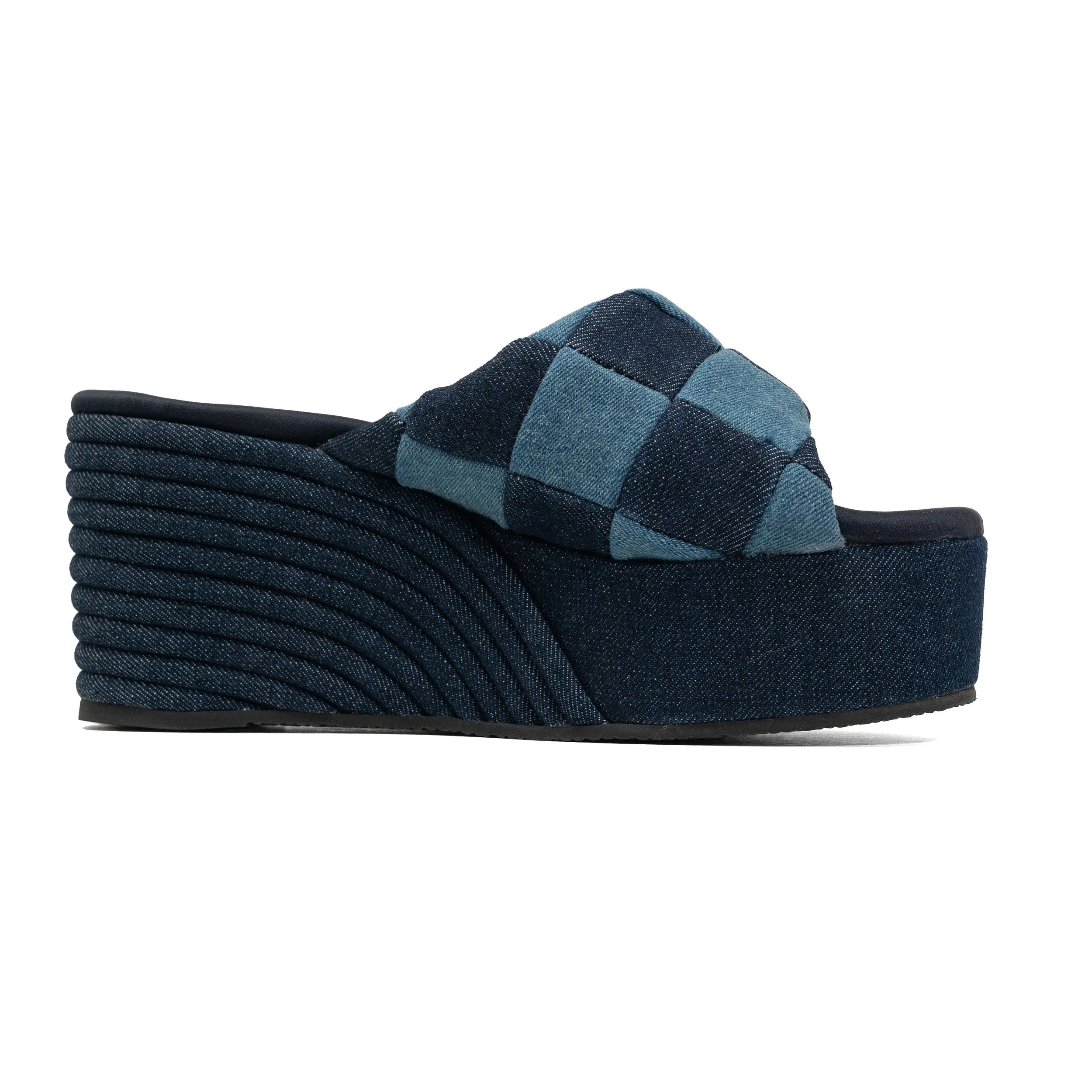 ROAM SCOOP PATCH DENIM MID STRATA PLATFORM WEDGE