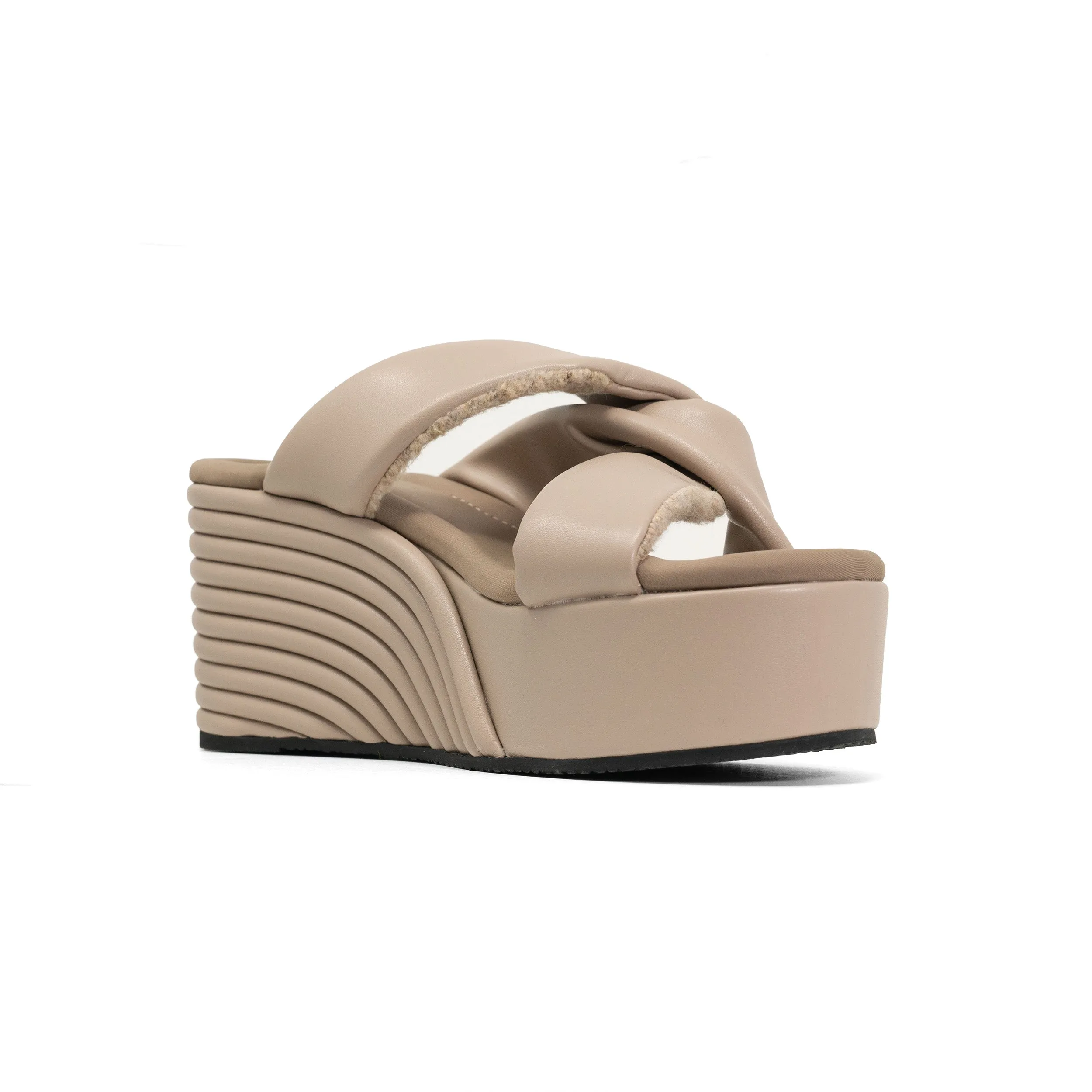 ROAM SIDE SLIP MID STRATA PLATFORM WEDGE OYSTER VEGAN LEATHER