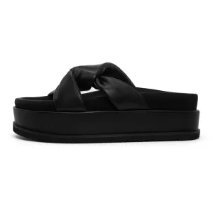 ROAM SIDE SLIP STACK PLATFORM  BLACK VEGAN LEATHER