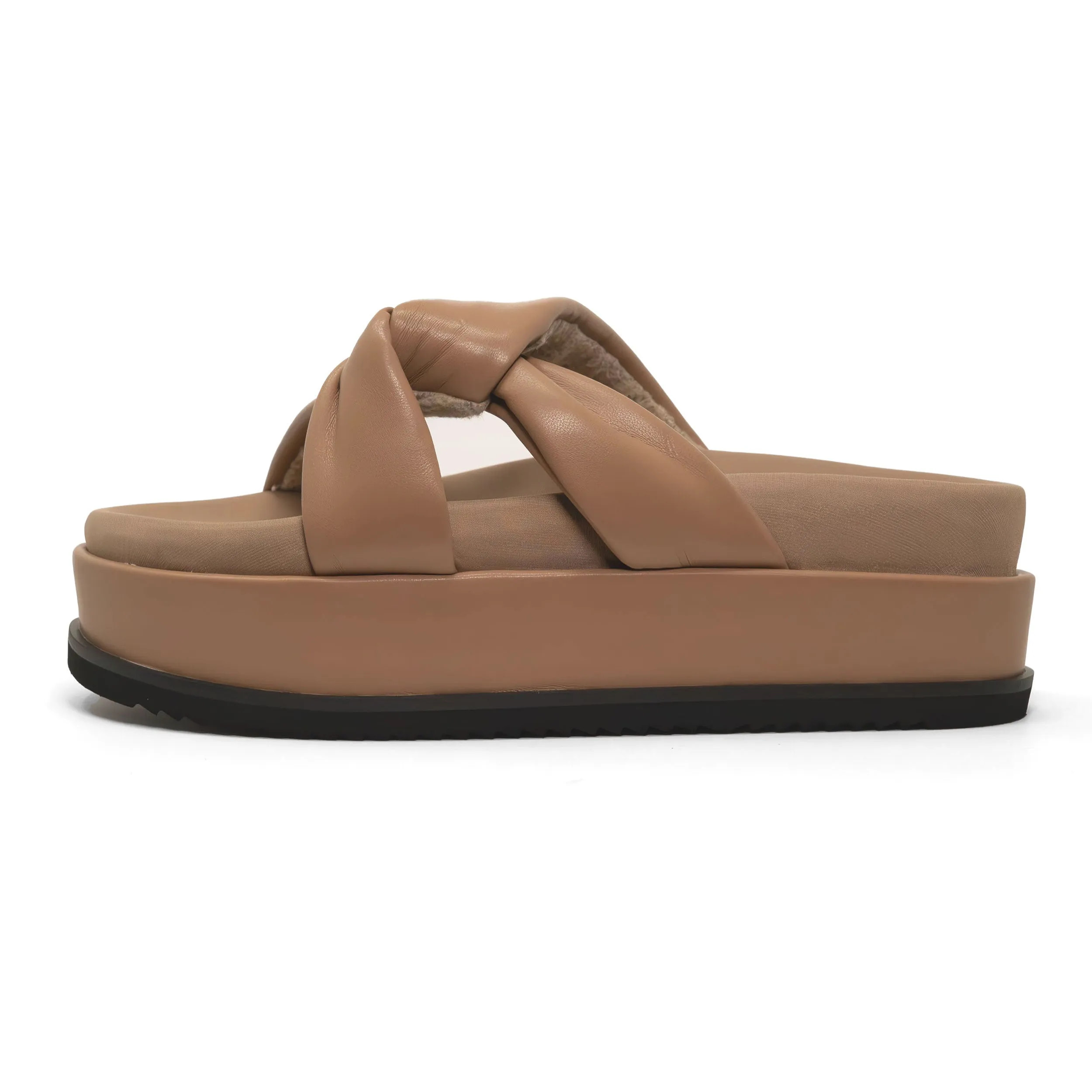 ROAM SIDE SLIP STACK PLATFORM NUDE VEGAN LEATHER