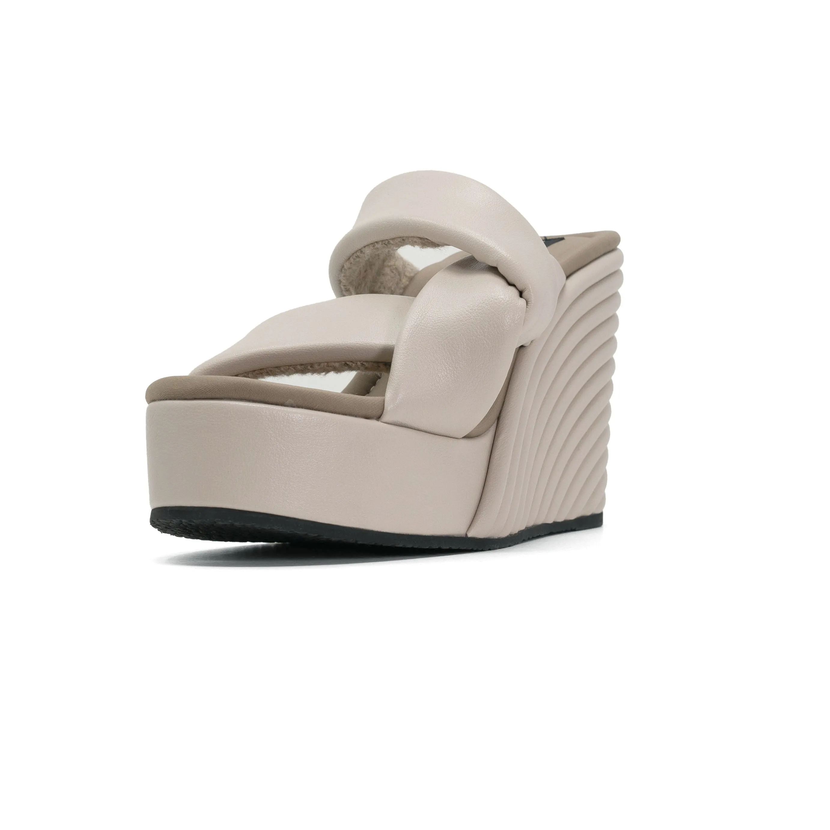 ROAM SIDE SLIP STRATA PLATFORM WEDGE  CEMENT VEGAN LEATHER