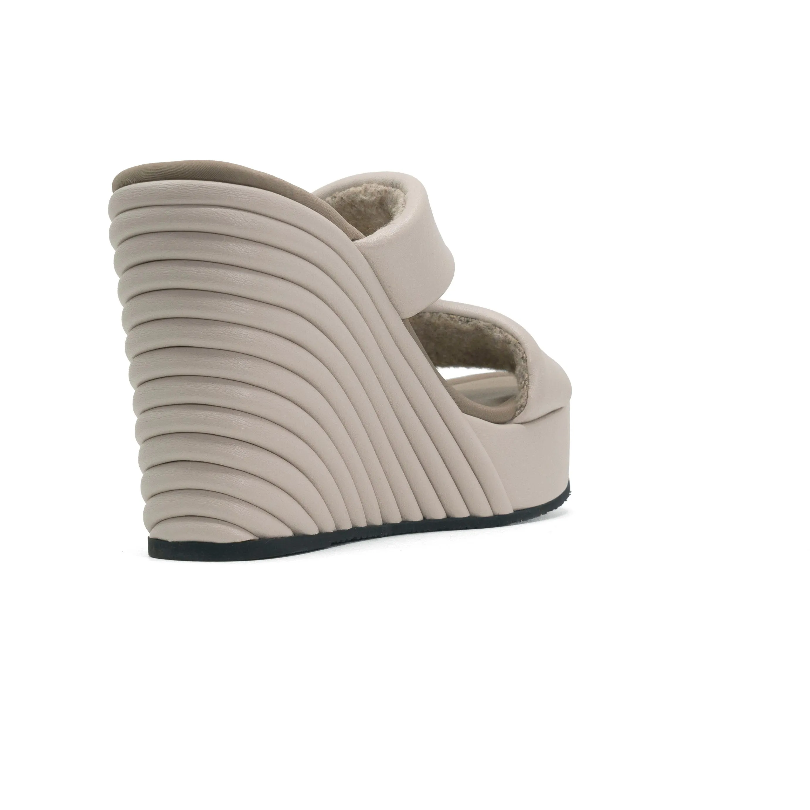 ROAM SIDE SLIP STRATA PLATFORM WEDGE  CEMENT VEGAN LEATHER
