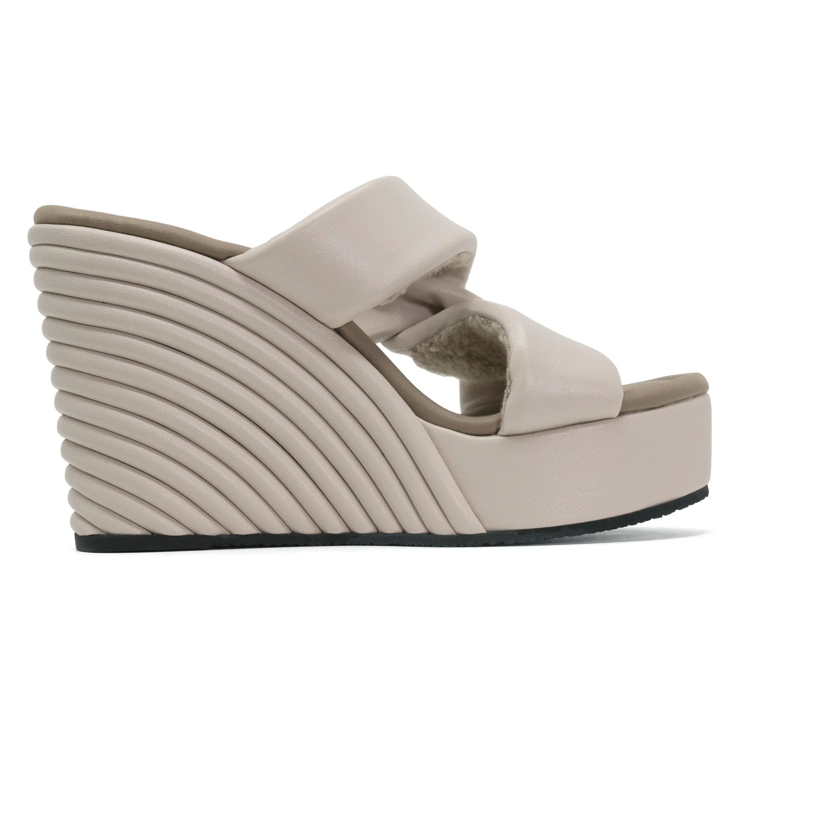ROAM SIDE SLIP STRATA PLATFORM WEDGE  CEMENT VEGAN LEATHER
