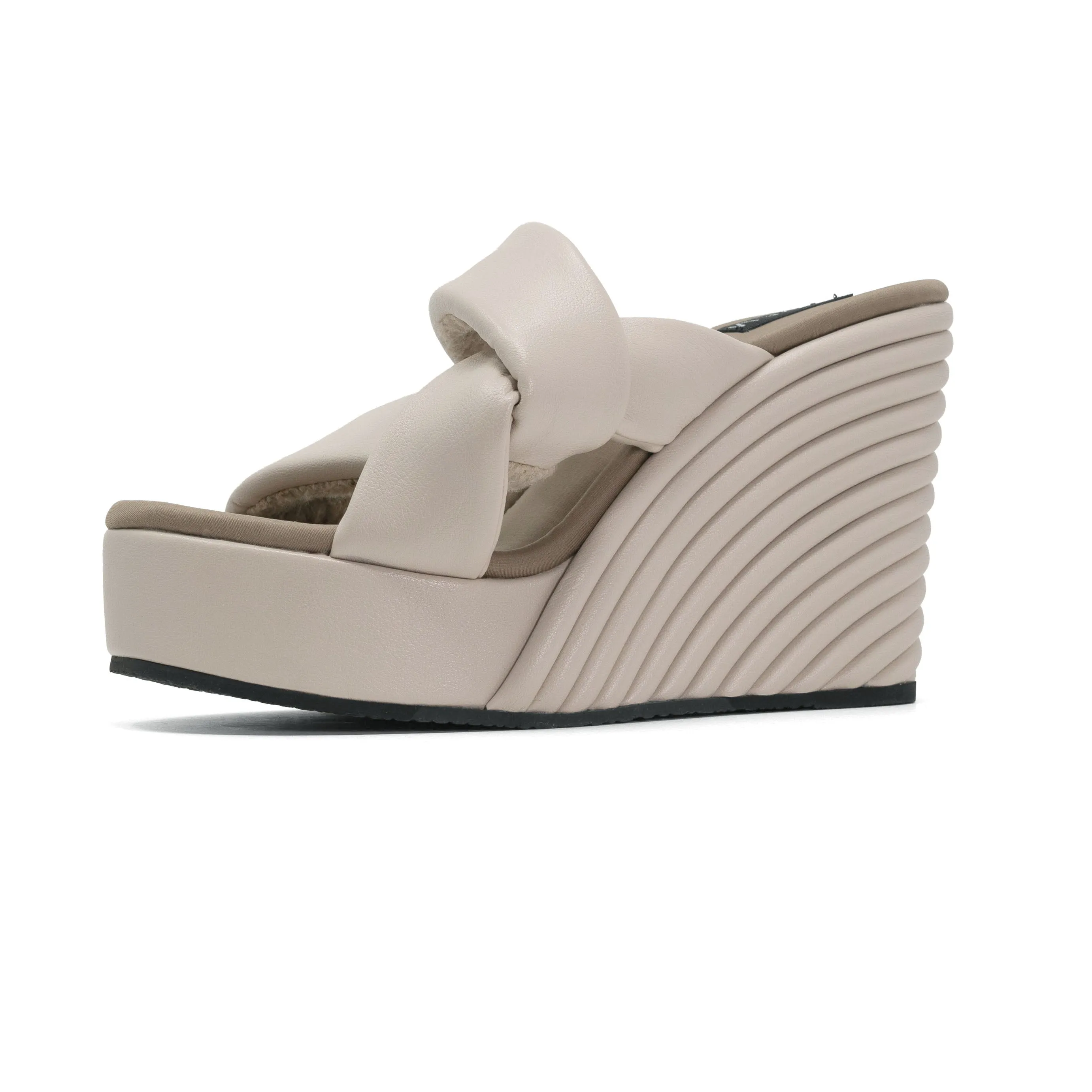 ROAM SIDE SLIP STRATA PLATFORM WEDGE  CEMENT VEGAN LEATHER