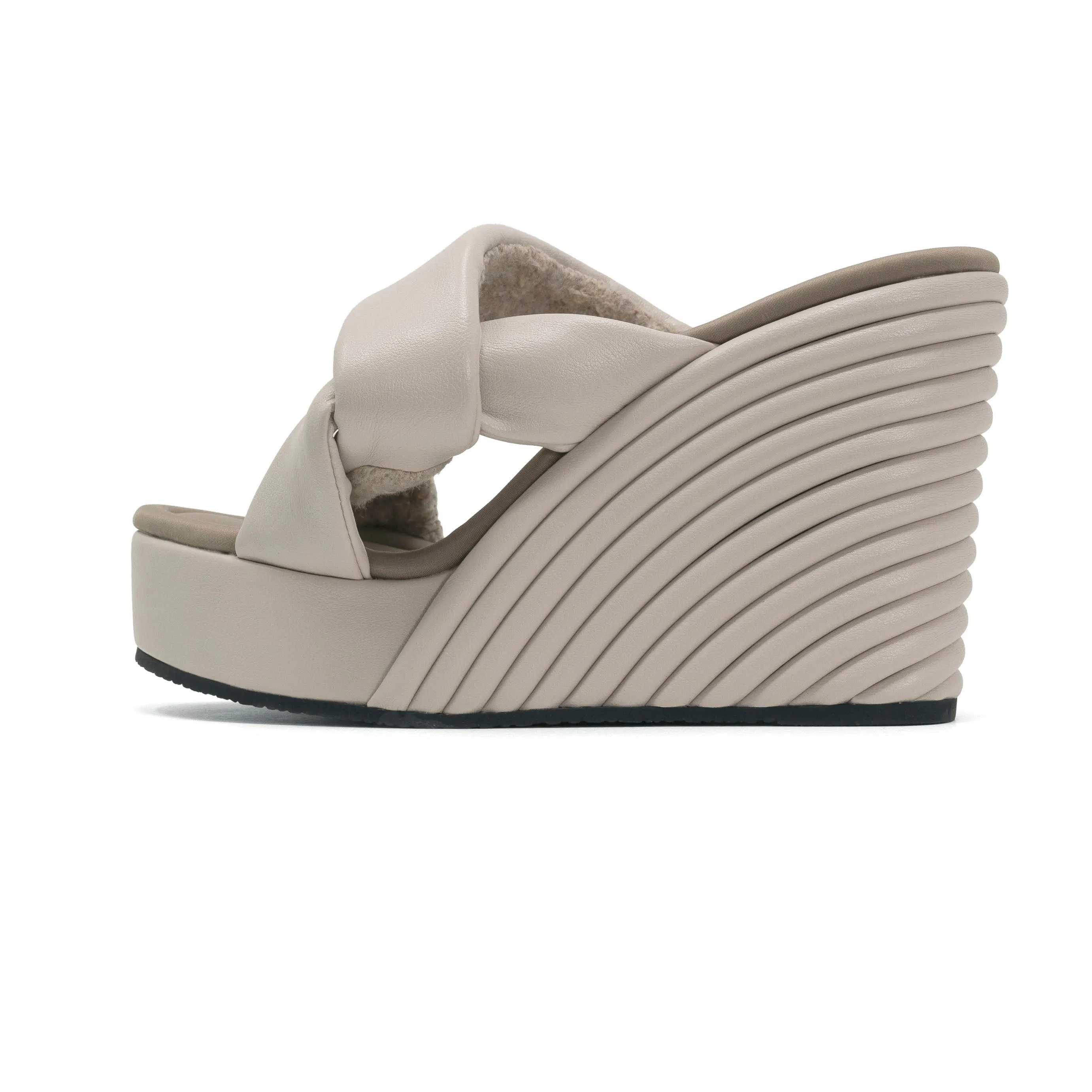 ROAM SIDE SLIP STRATA PLATFORM WEDGE  CEMENT VEGAN LEATHER