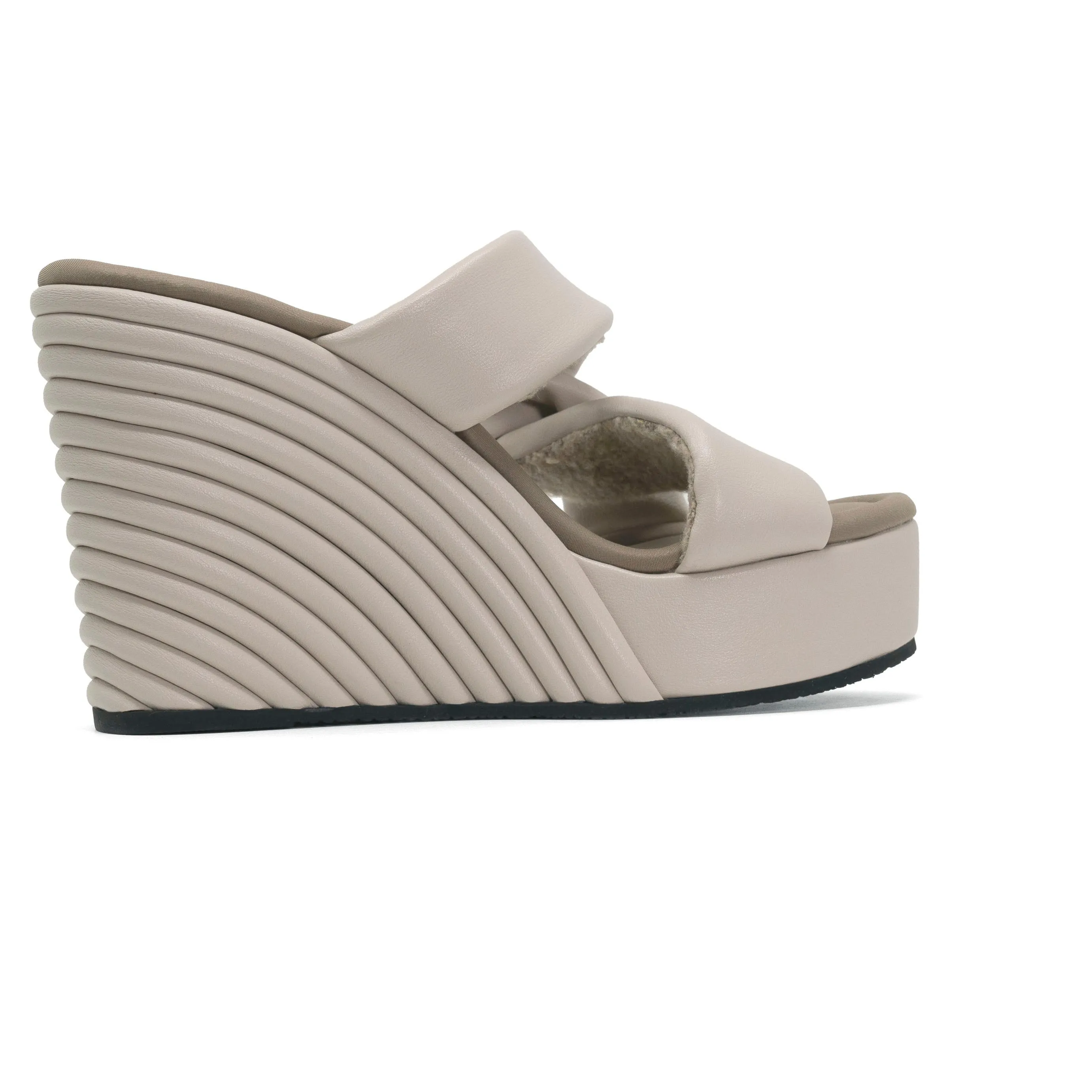 ROAM SIDE SLIP STRATA PLATFORM WEDGE  CEMENT VEGAN LEATHER