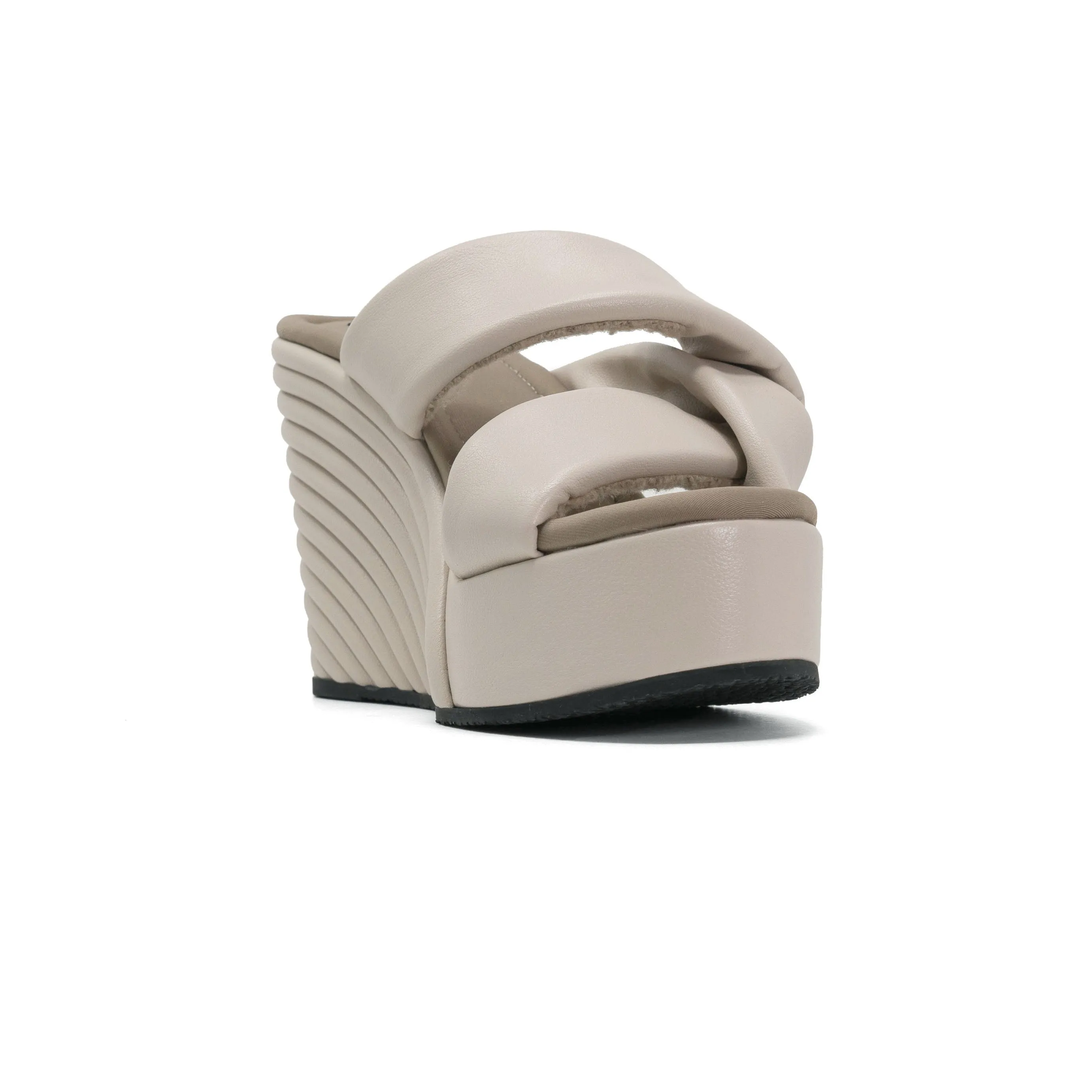 ROAM SIDE SLIP STRATA PLATFORM WEDGE  CEMENT VEGAN LEATHER