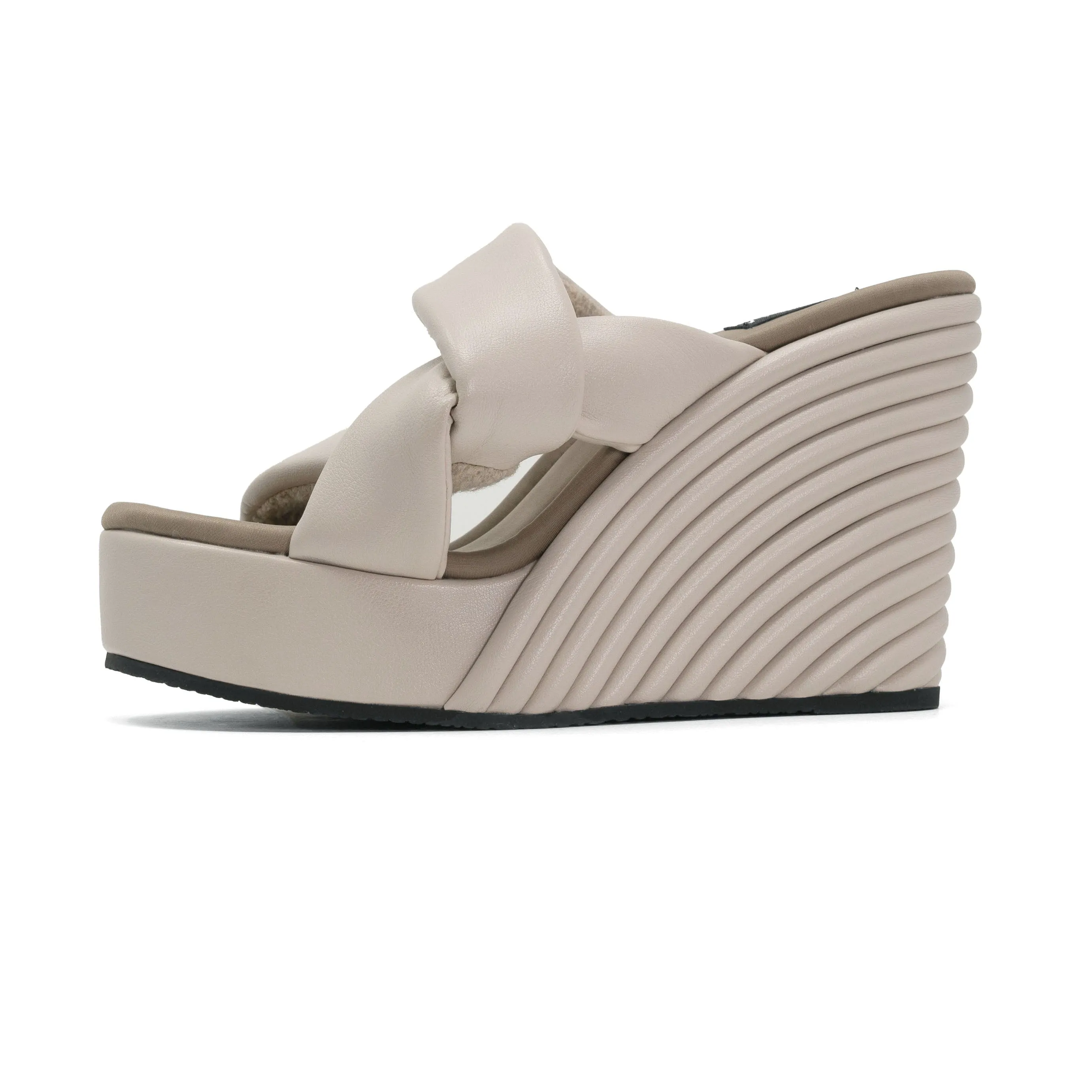 ROAM SIDE SLIP STRATA PLATFORM WEDGE  CEMENT VEGAN LEATHER