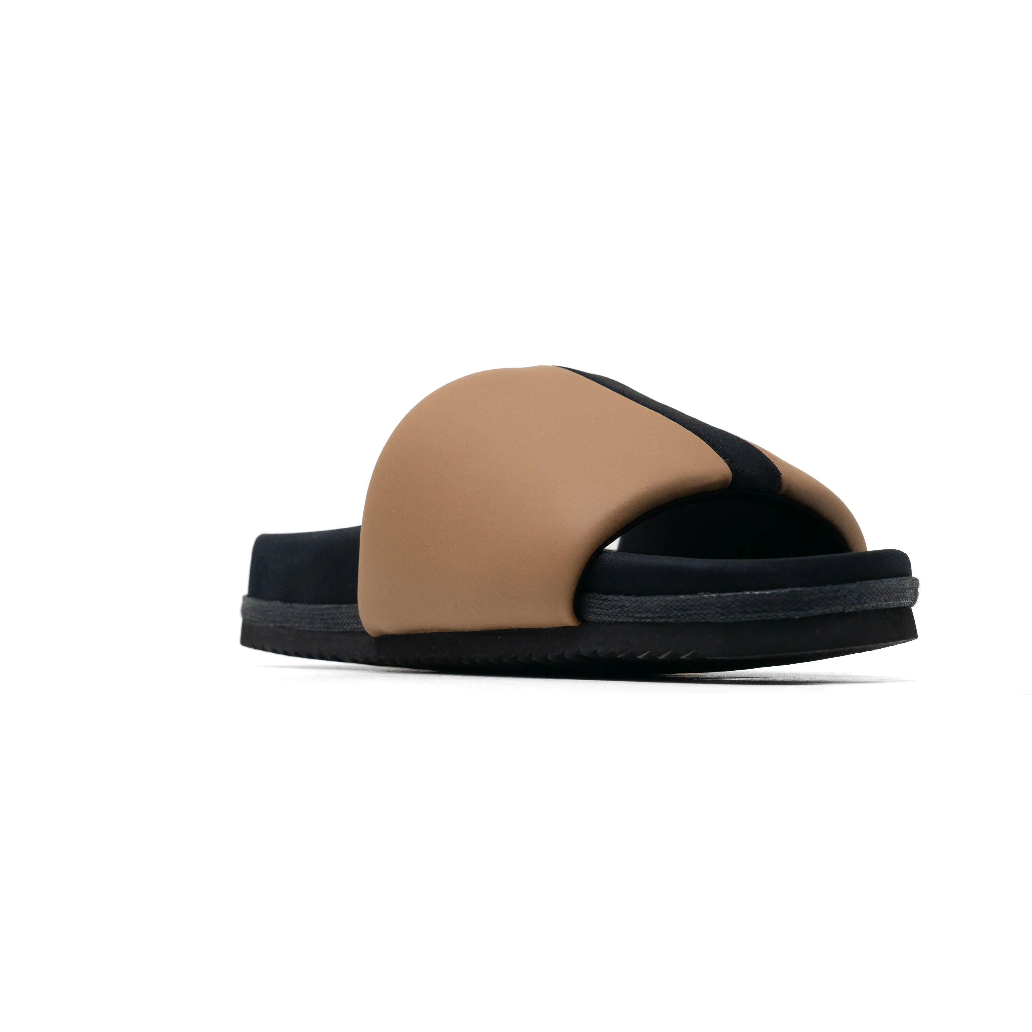 ROAM STRIPE SLIDER BEIGE & BLACK VEGAN LEATHER