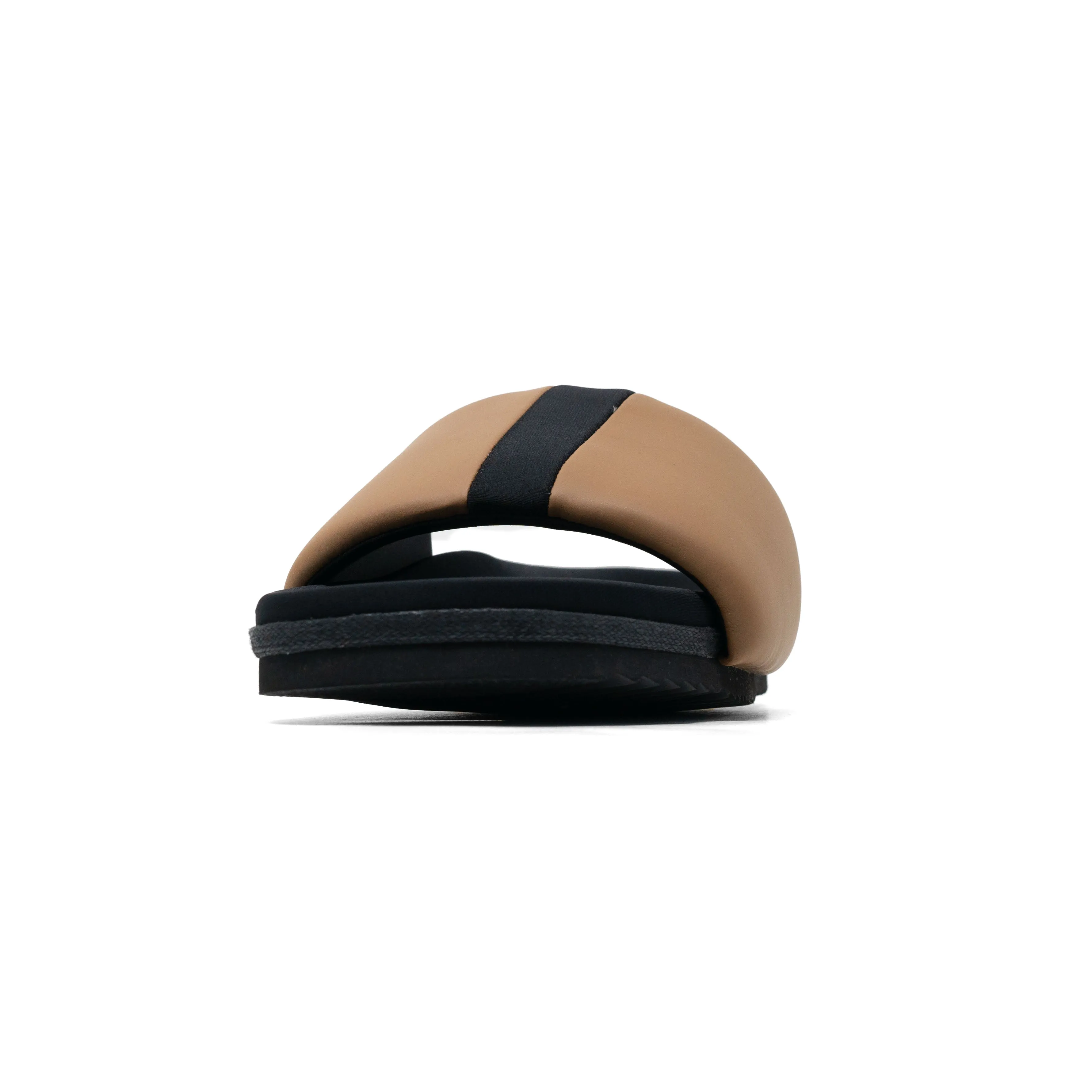 ROAM STRIPE SLIDER BEIGE & BLACK VEGAN LEATHER