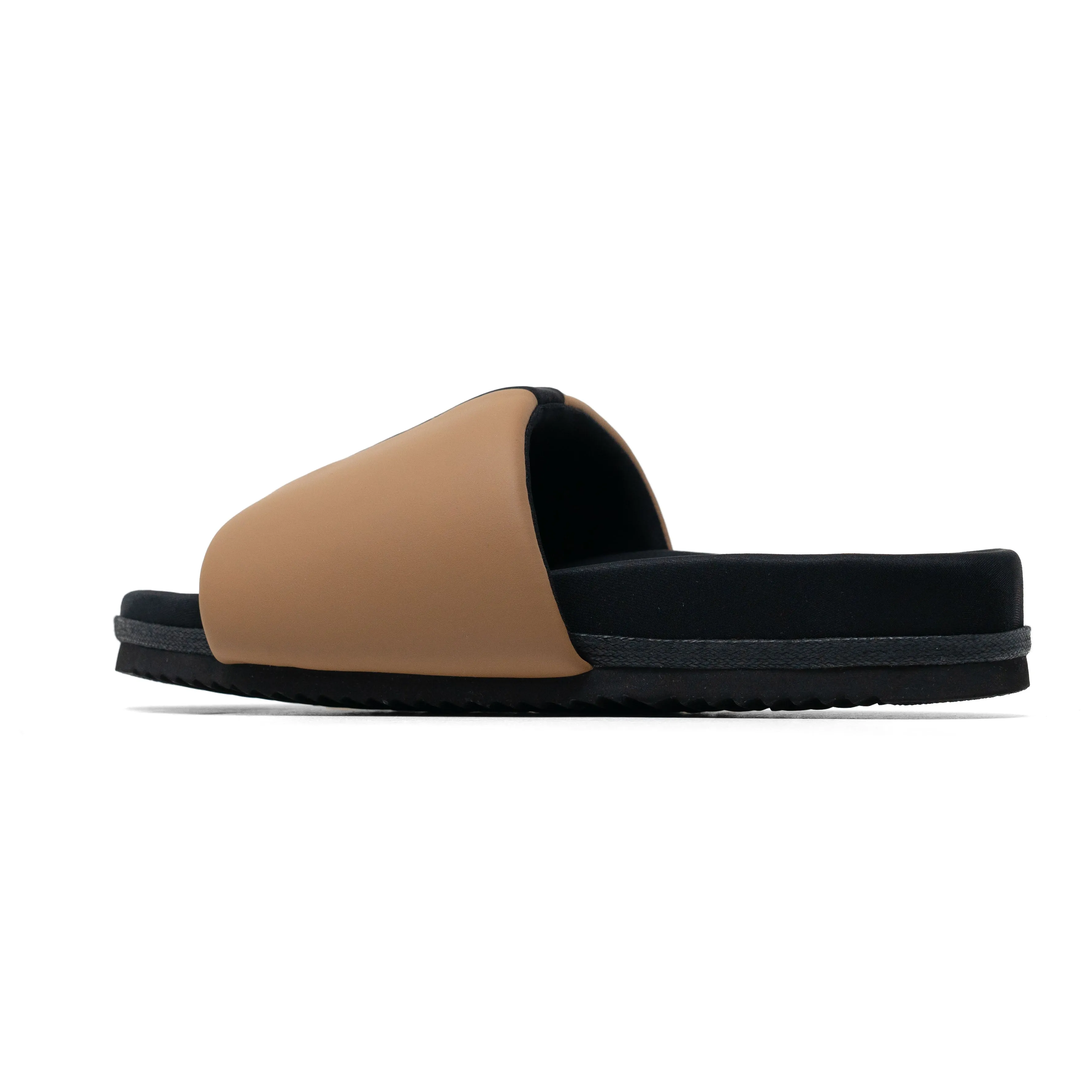 ROAM STRIPE SLIDER BEIGE & BLACK VEGAN LEATHER