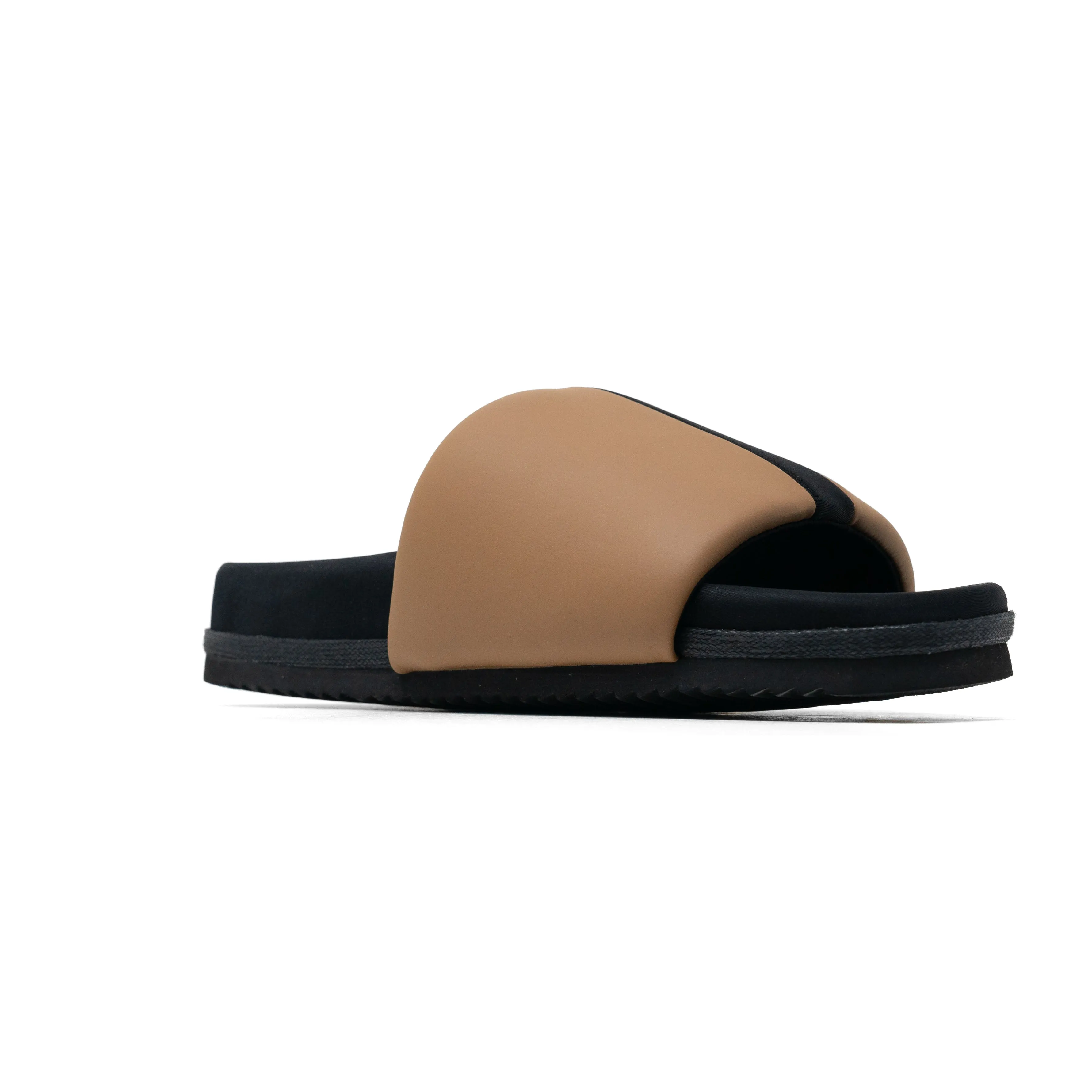 ROAM STRIPE SLIDER BEIGE & BLACK VEGAN LEATHER
