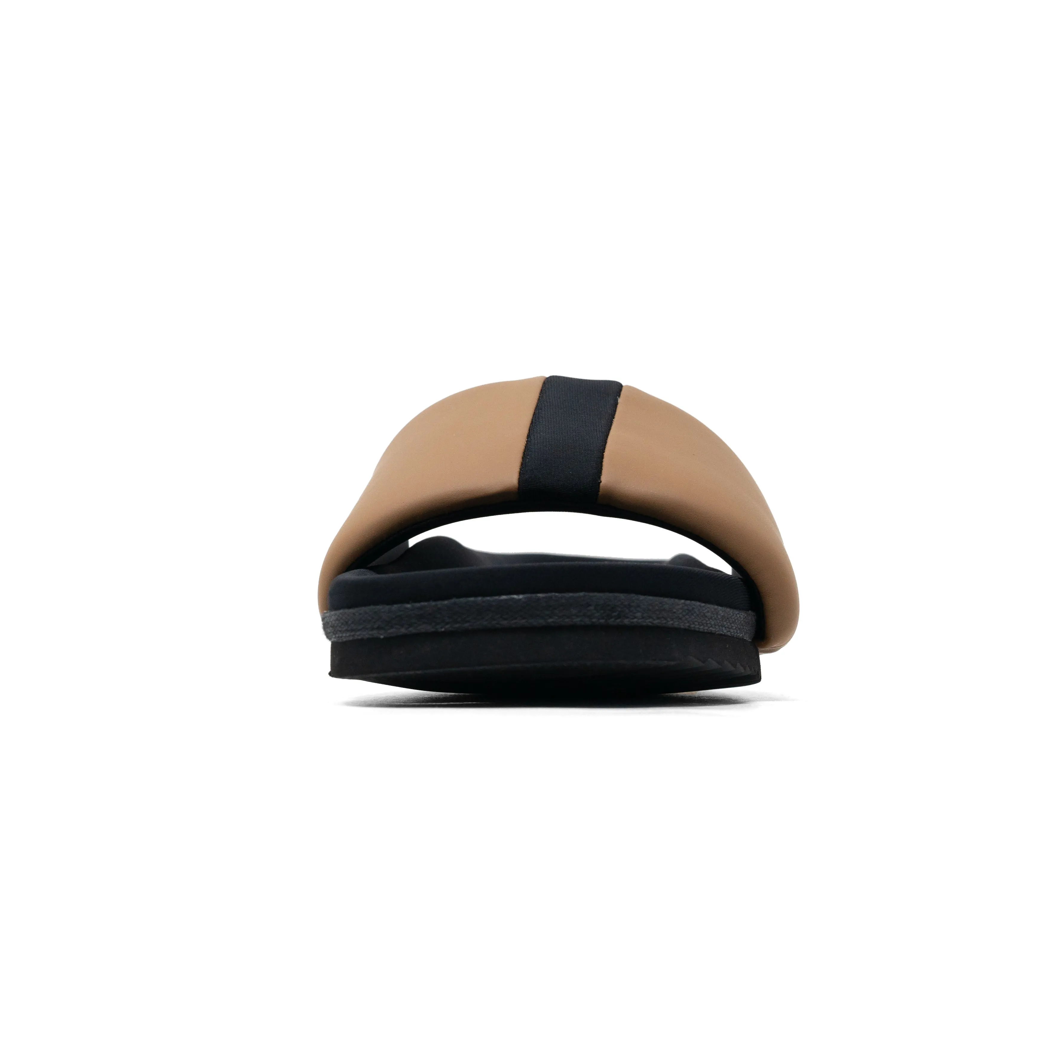 ROAM STRIPE SLIDER BEIGE & BLACK VEGAN LEATHER