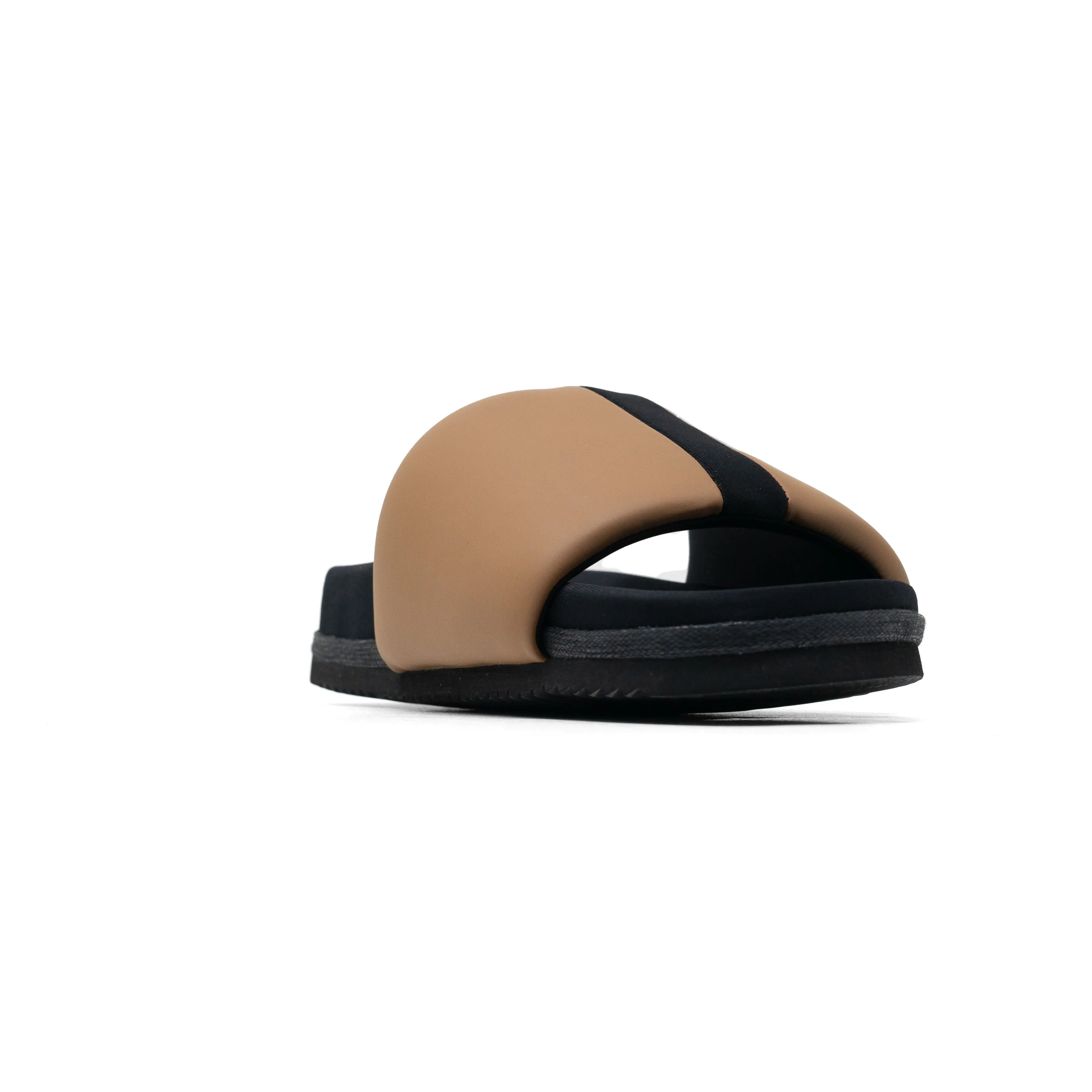 ROAM STRIPE SLIDER BEIGE & BLACK VEGAN LEATHER