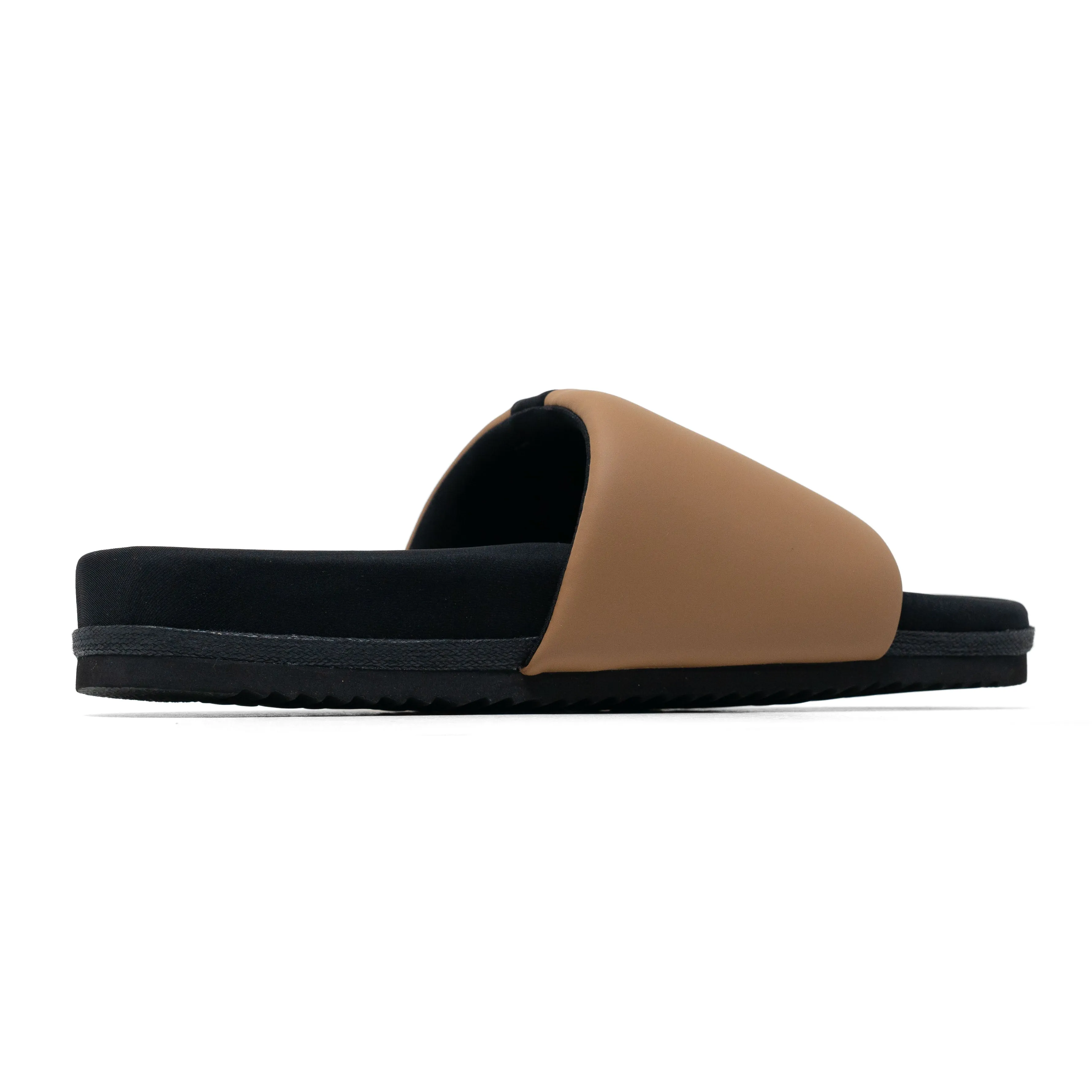 ROAM STRIPE SLIDER BEIGE & BLACK VEGAN LEATHER