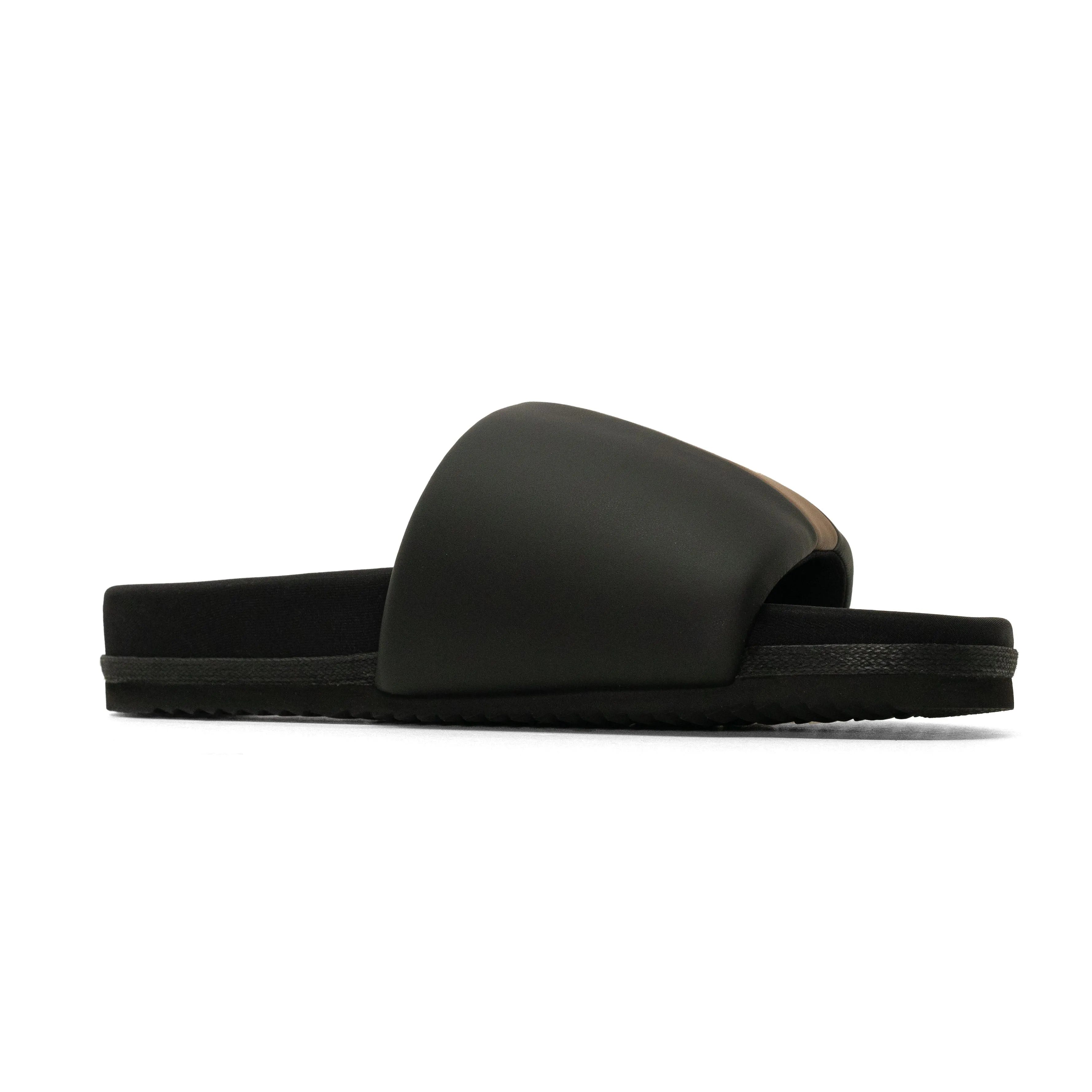 ROAM STRIPE SLIDER BLACK & BEIGE VEGAN LEATHER