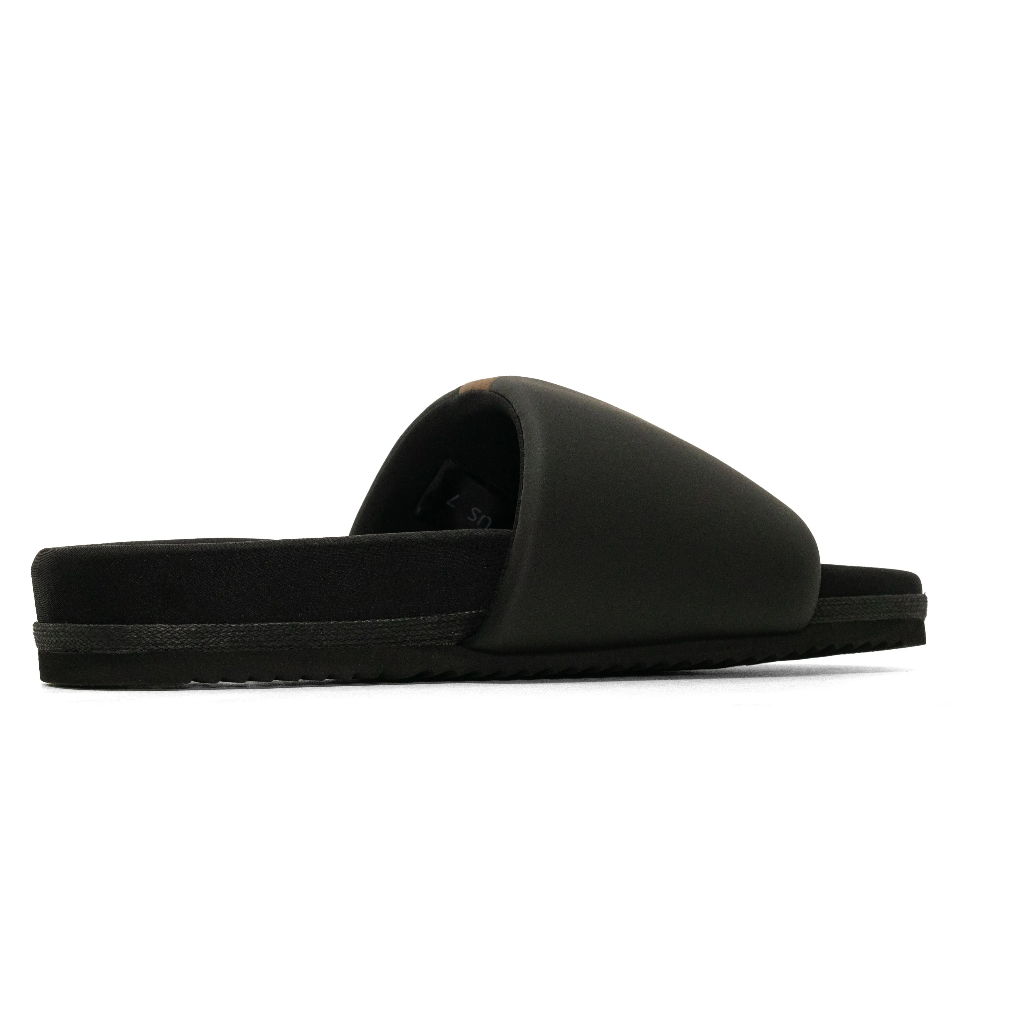ROAM STRIPE SLIDER BLACK & BEIGE VEGAN LEATHER