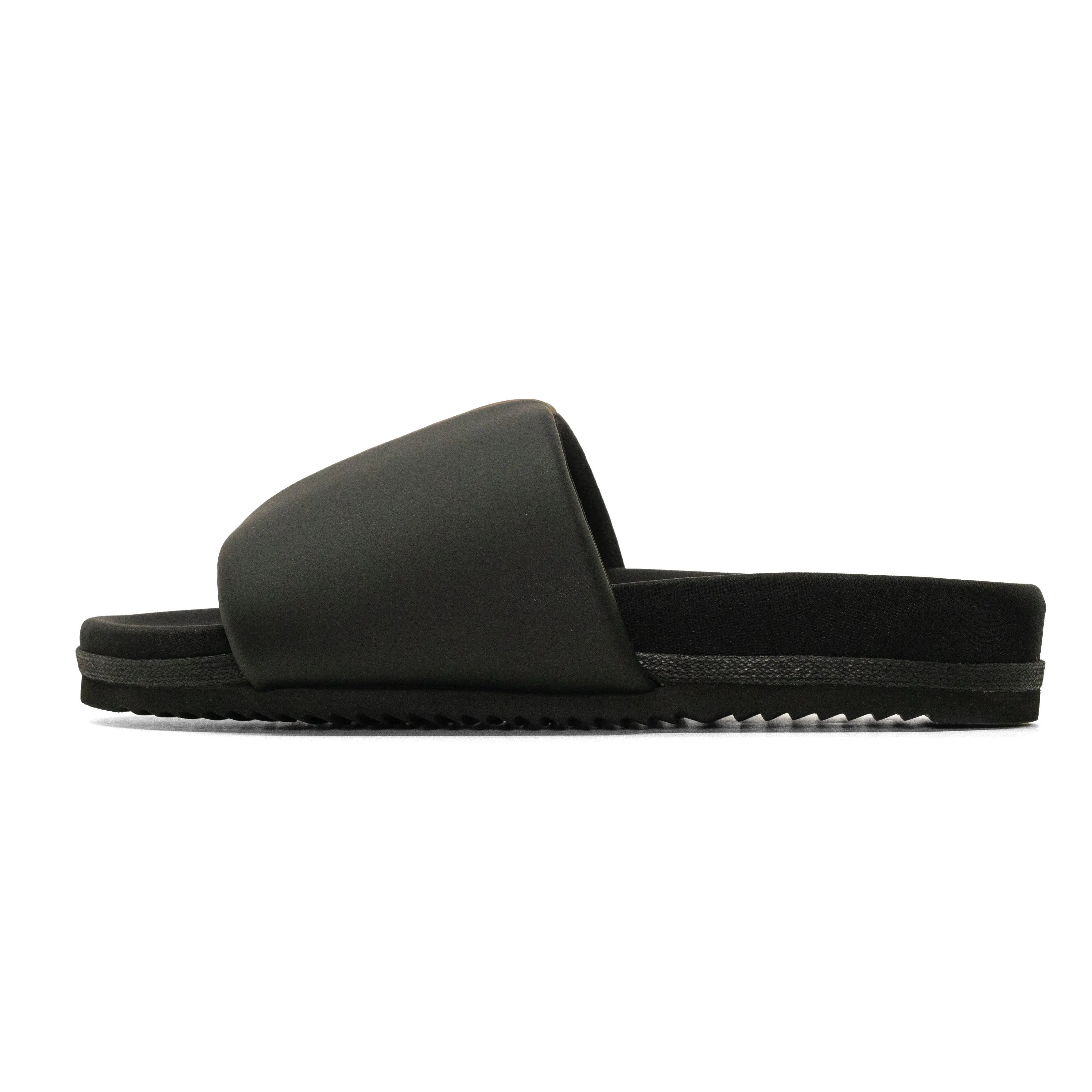 ROAM STRIPE SLIDER BLACK & BEIGE VEGAN LEATHER