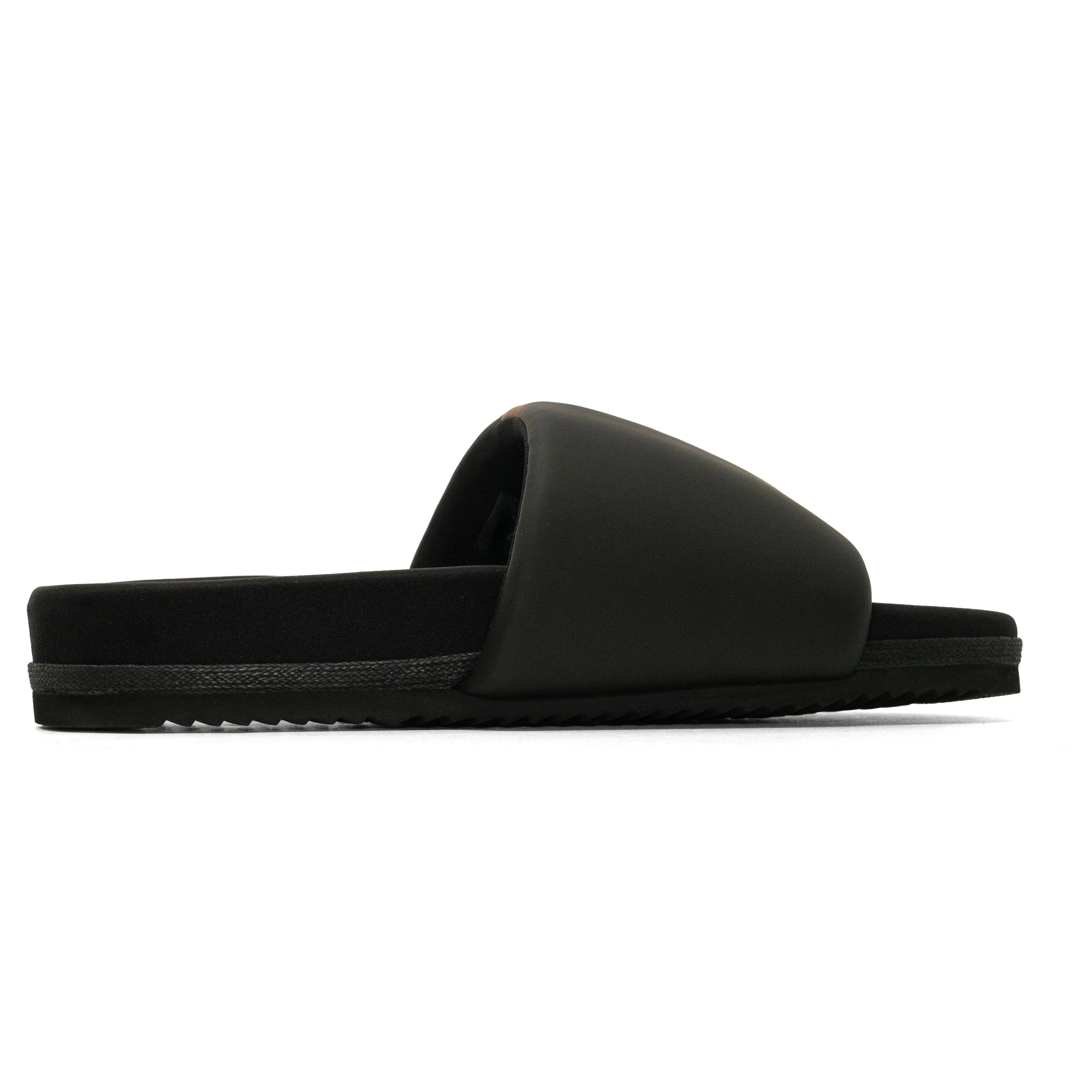 ROAM STRIPE SLIDER BLACK & BEIGE VEGAN LEATHER