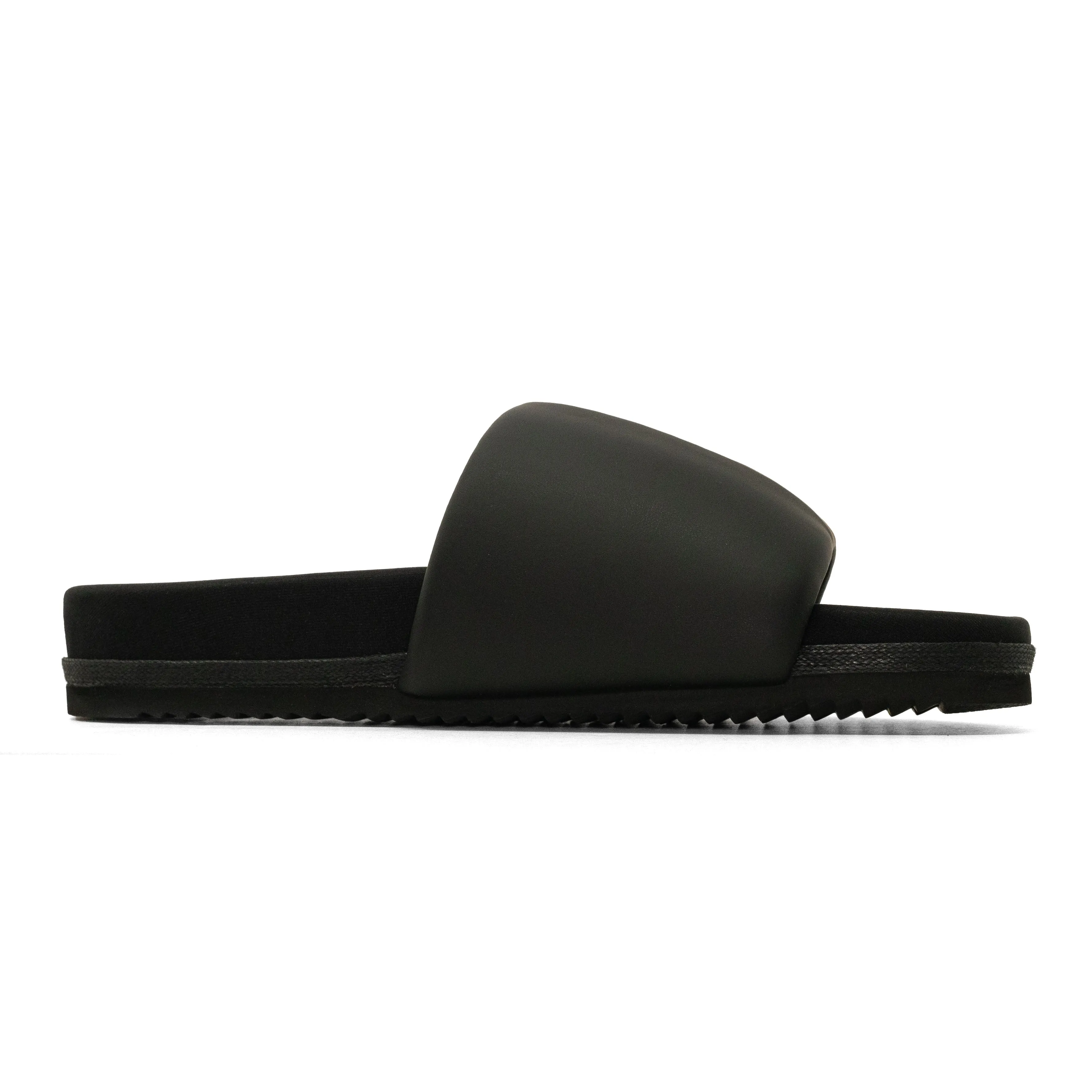 ROAM STRIPE SLIDER BLACK & BEIGE VEGAN LEATHER