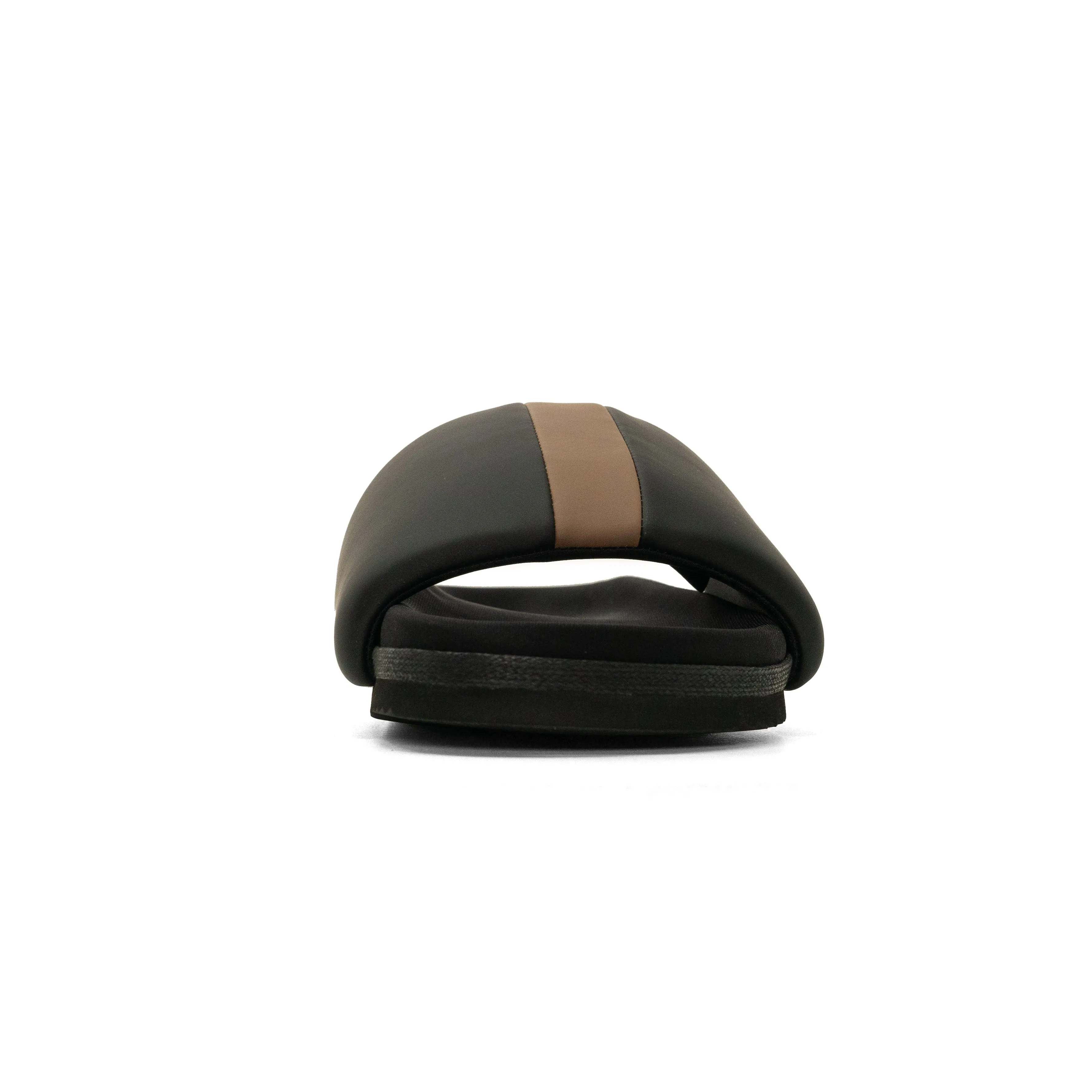 ROAM STRIPE SLIDER BLACK & BEIGE VEGAN LEATHER