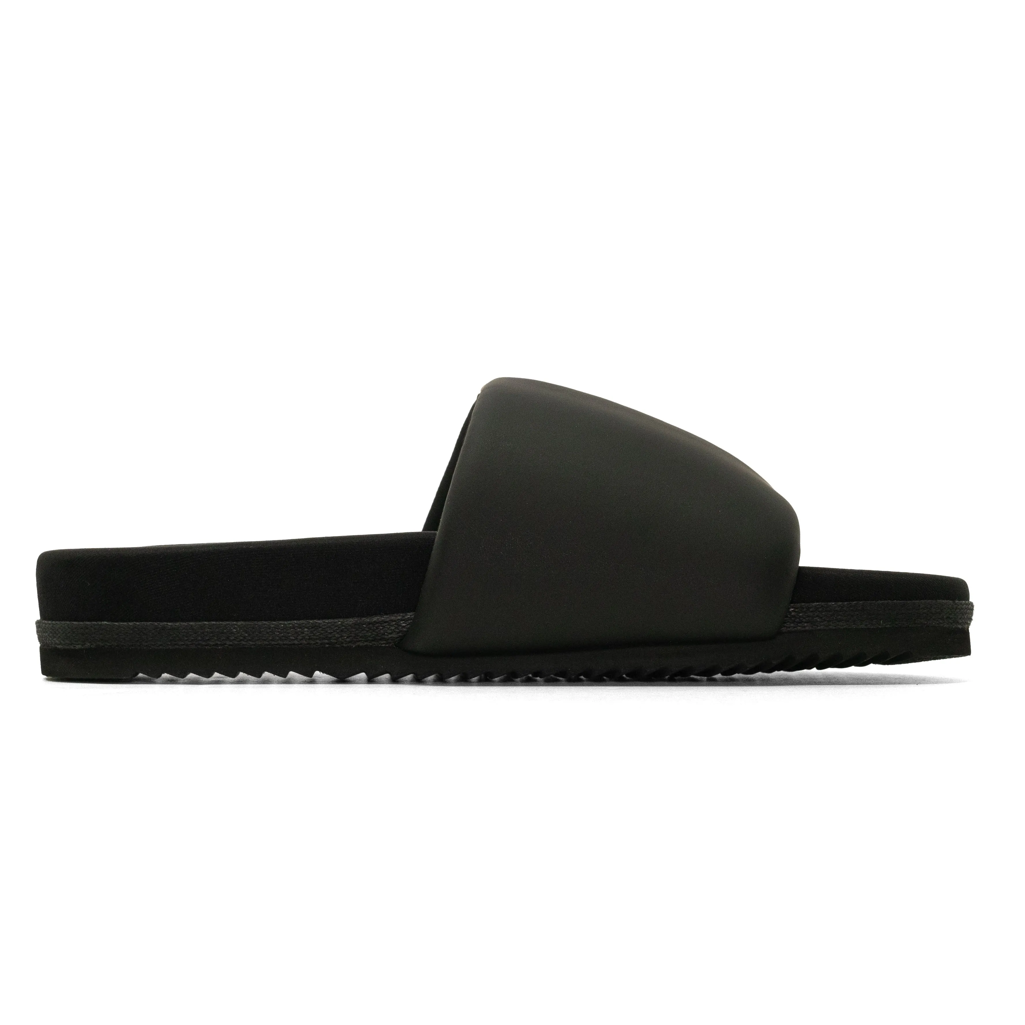 ROAM STRIPE SLIDER BLACK & BEIGE VEGAN LEATHER