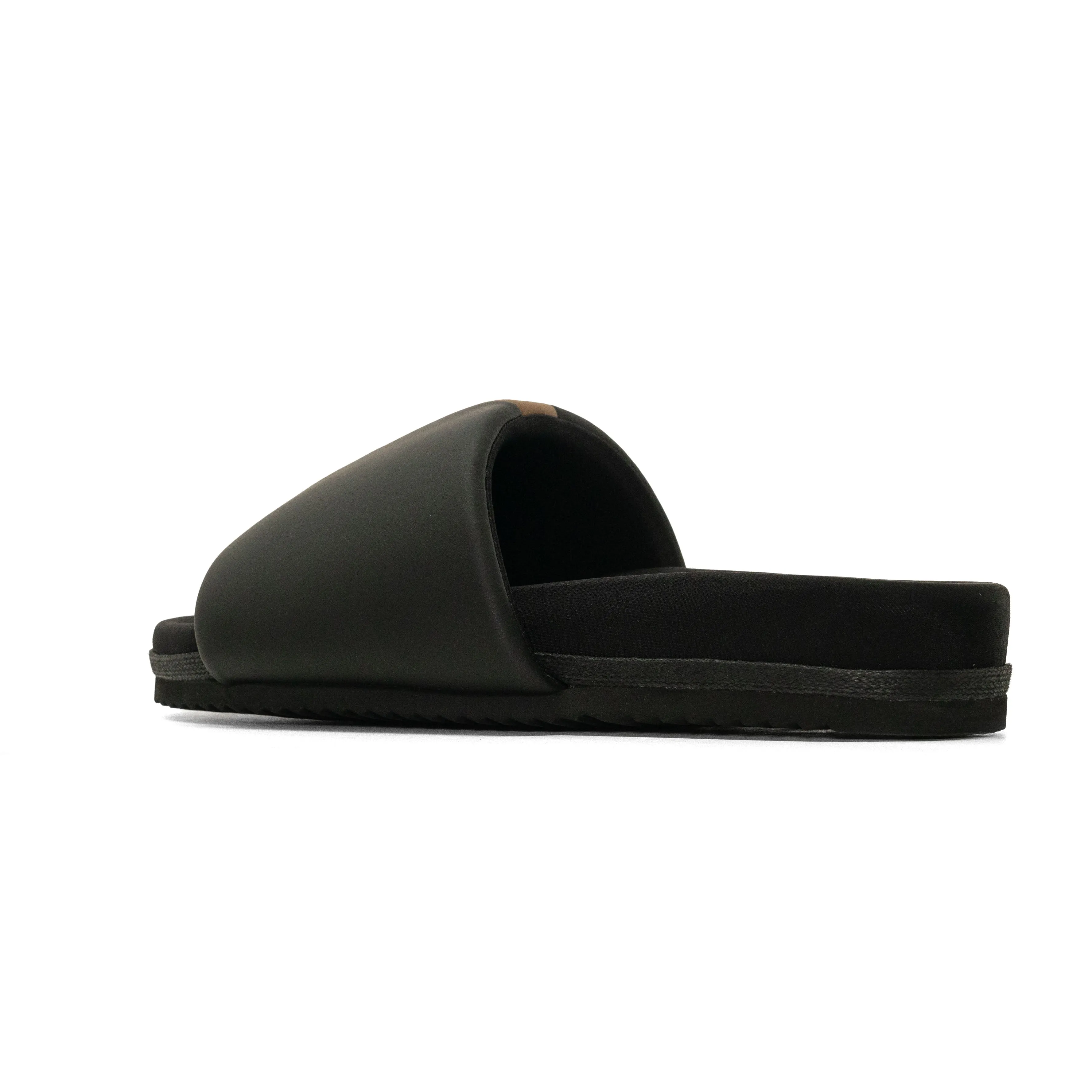 ROAM STRIPE SLIDER BLACK & BEIGE VEGAN LEATHER