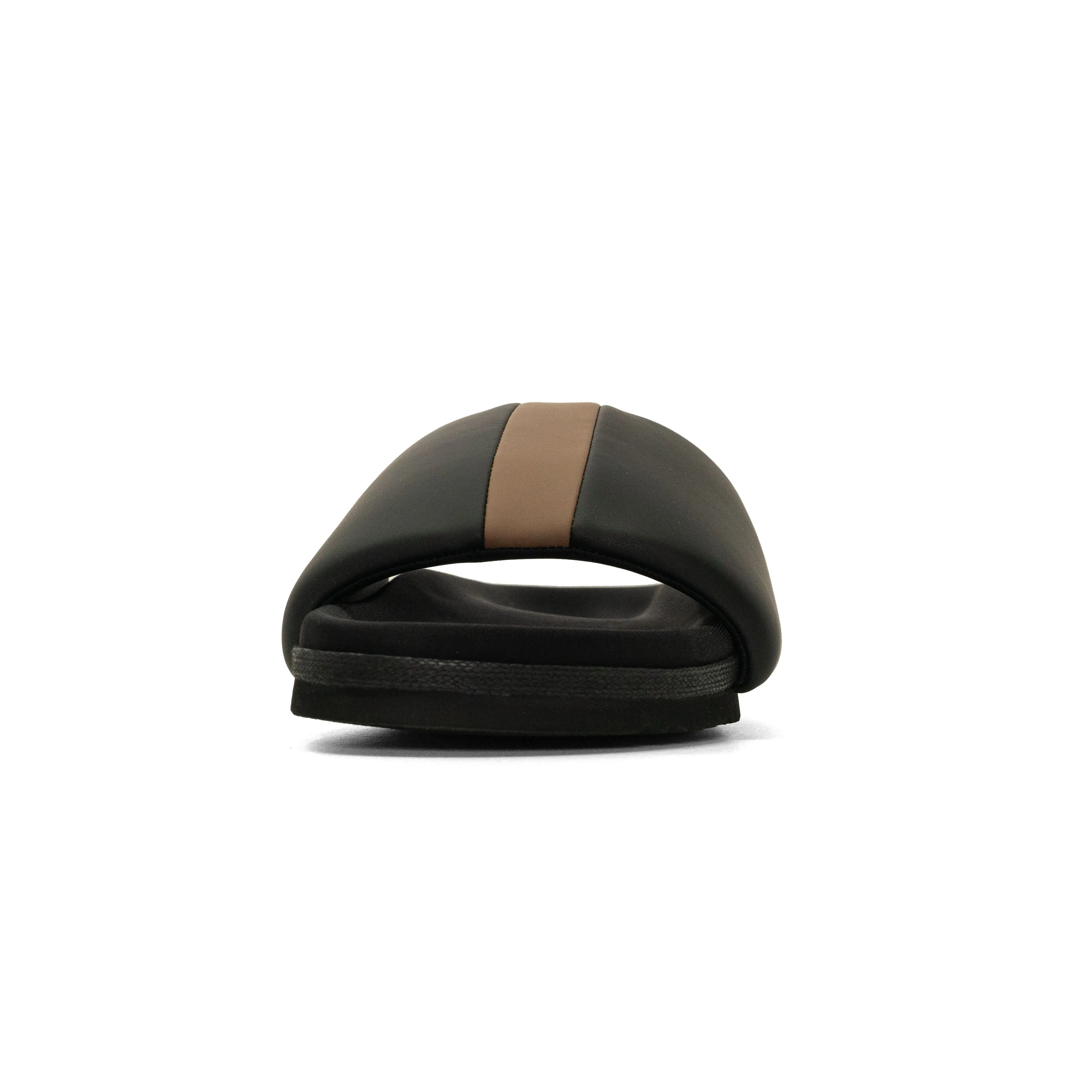 ROAM STRIPE SLIDER BLACK & BEIGE VEGAN LEATHER