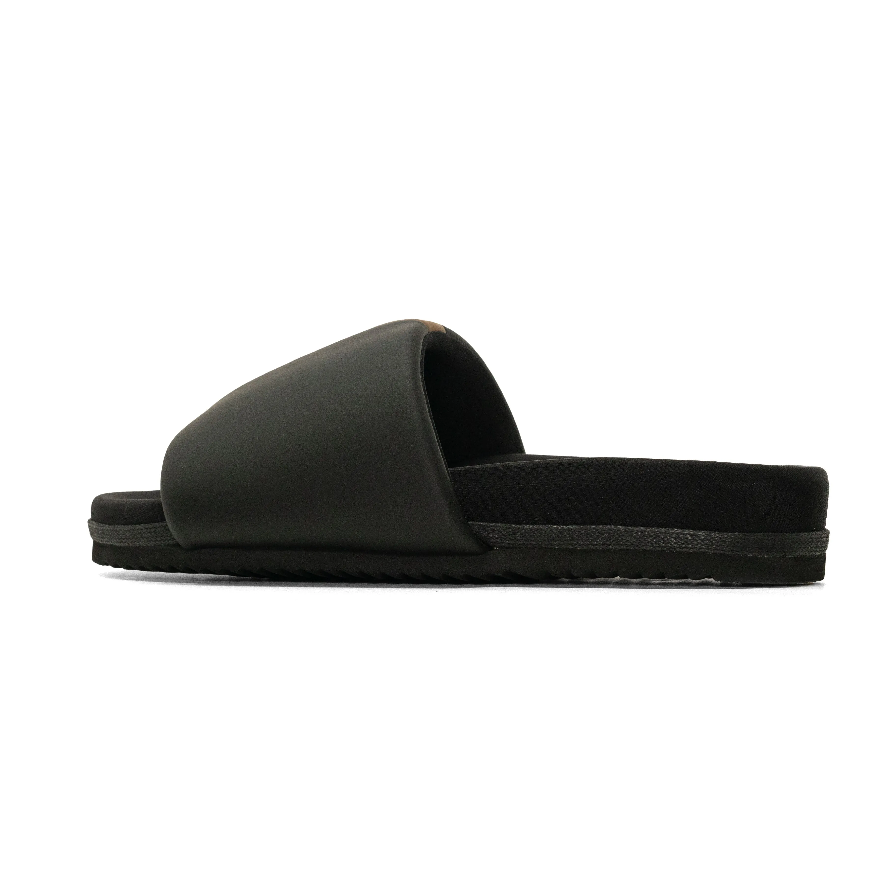 ROAM STRIPE SLIDER BLACK & BEIGE VEGAN LEATHER