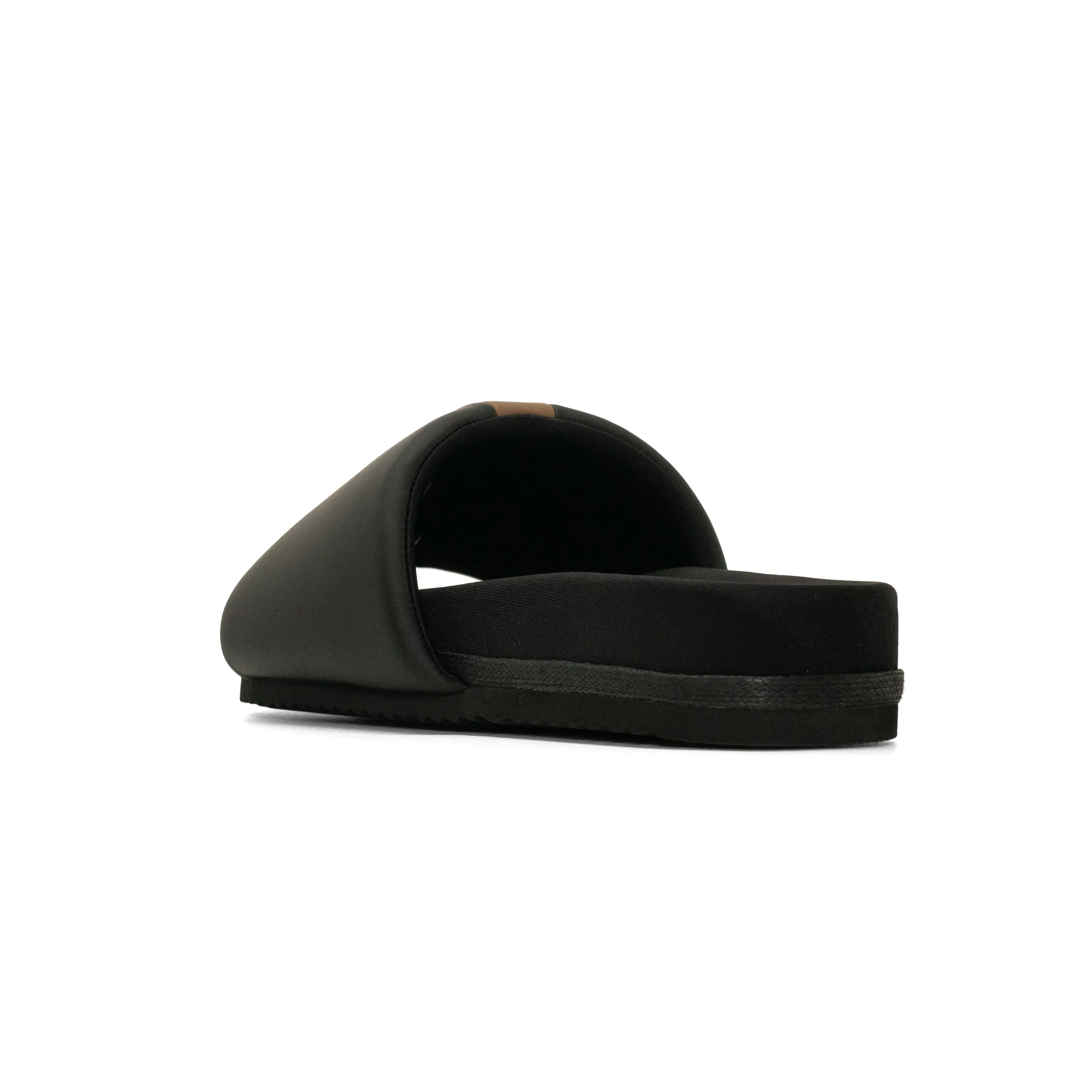 ROAM STRIPE SLIDER BLACK & BEIGE VEGAN LEATHER