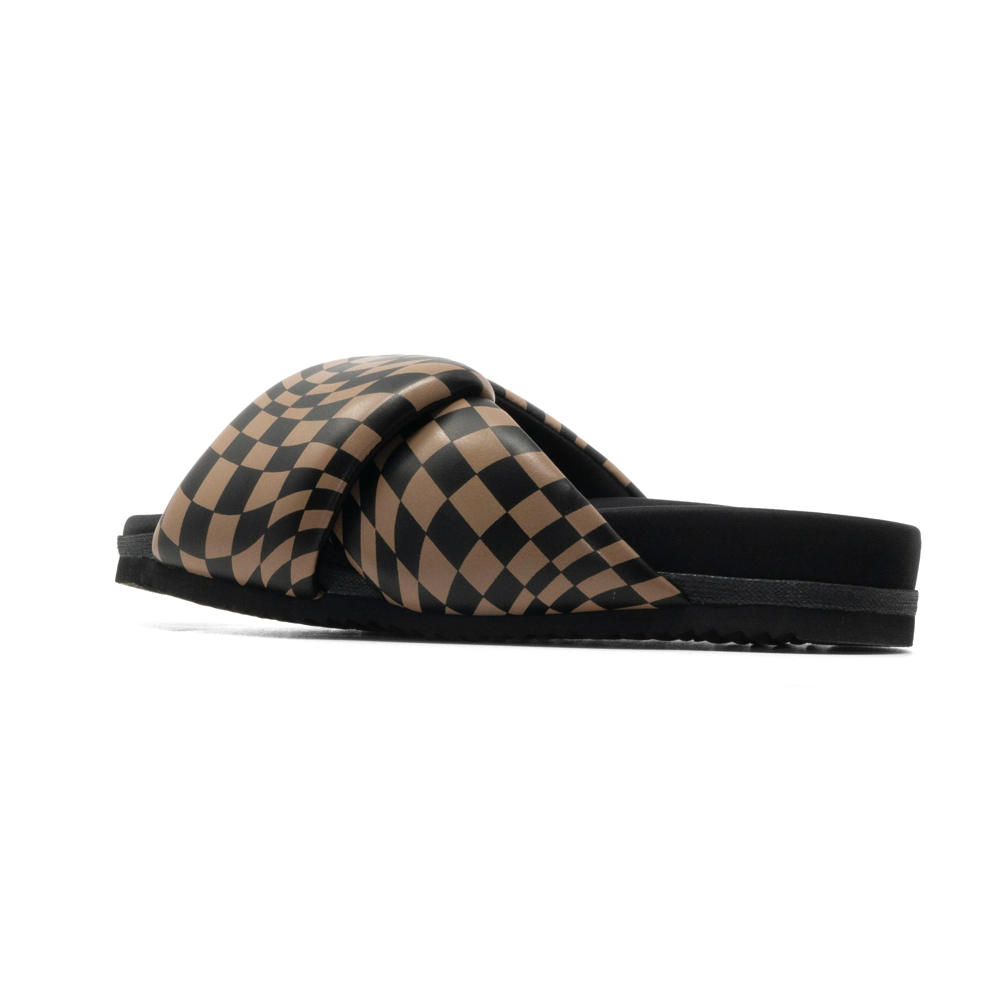 ROAM WAVY CHECK FOLDY BLACK & BEIGE VEGAN LEATHER