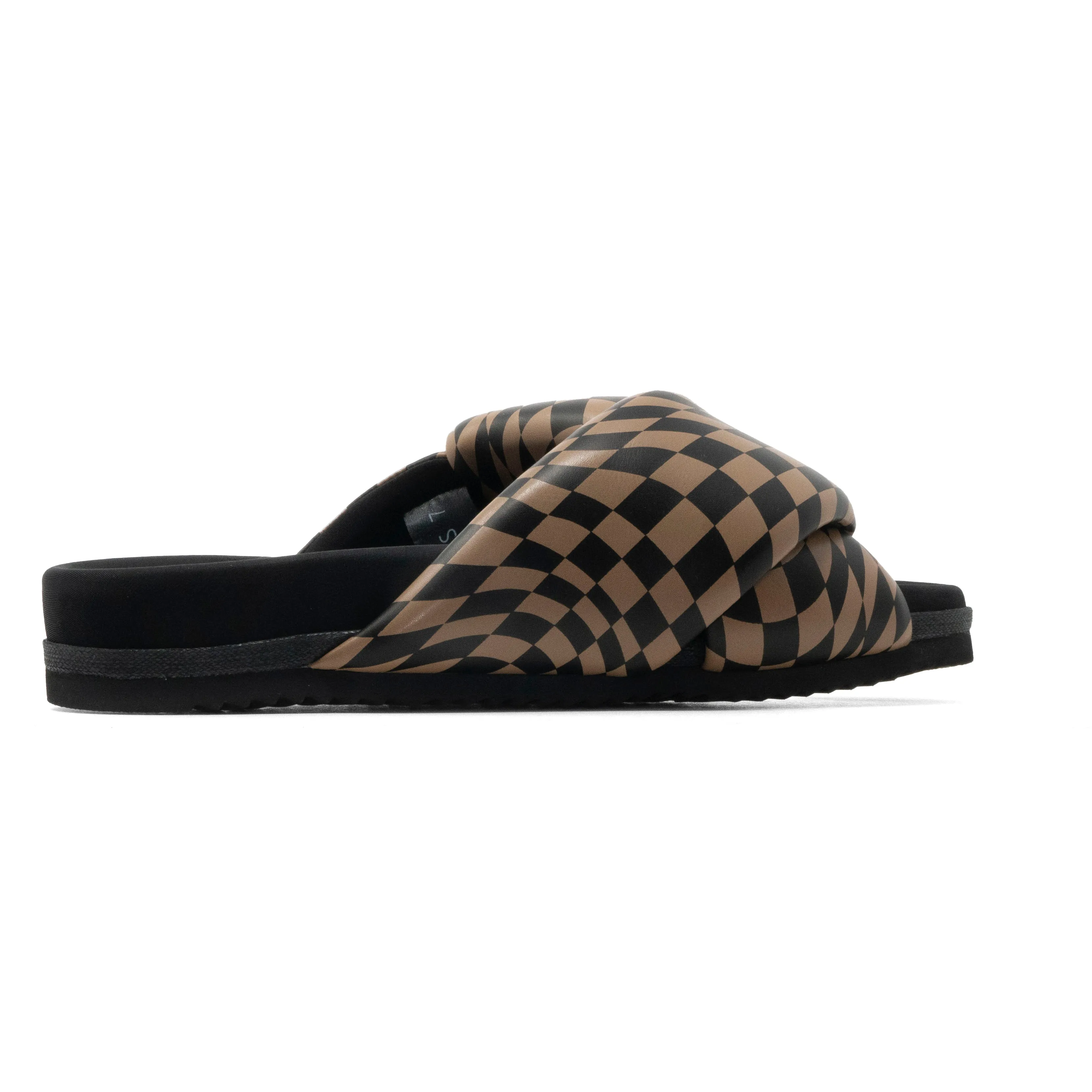 ROAM WAVY CHECK FOLDY BLACK & BEIGE VEGAN LEATHER