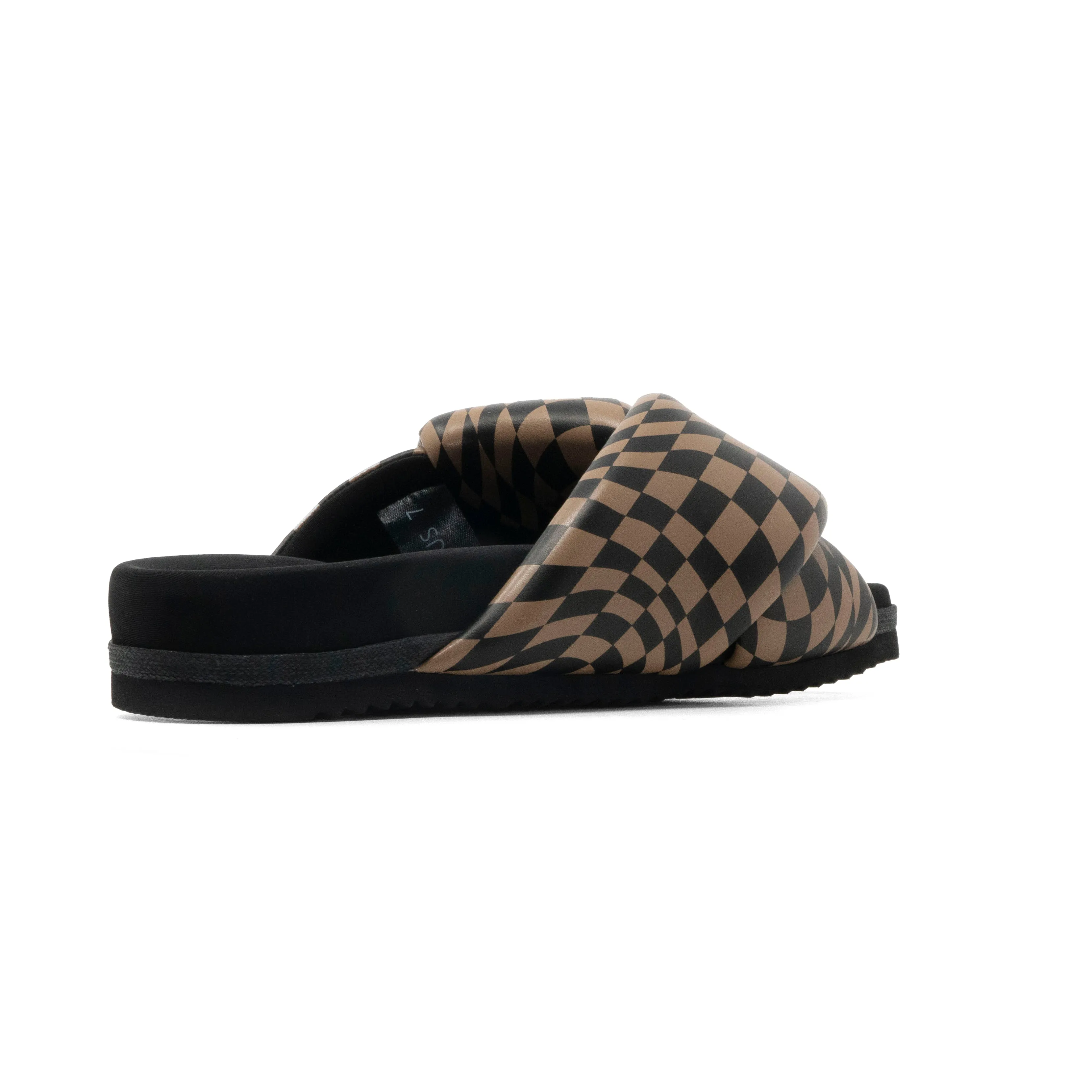 ROAM WAVY CHECK FOLDY BLACK & BEIGE VEGAN LEATHER