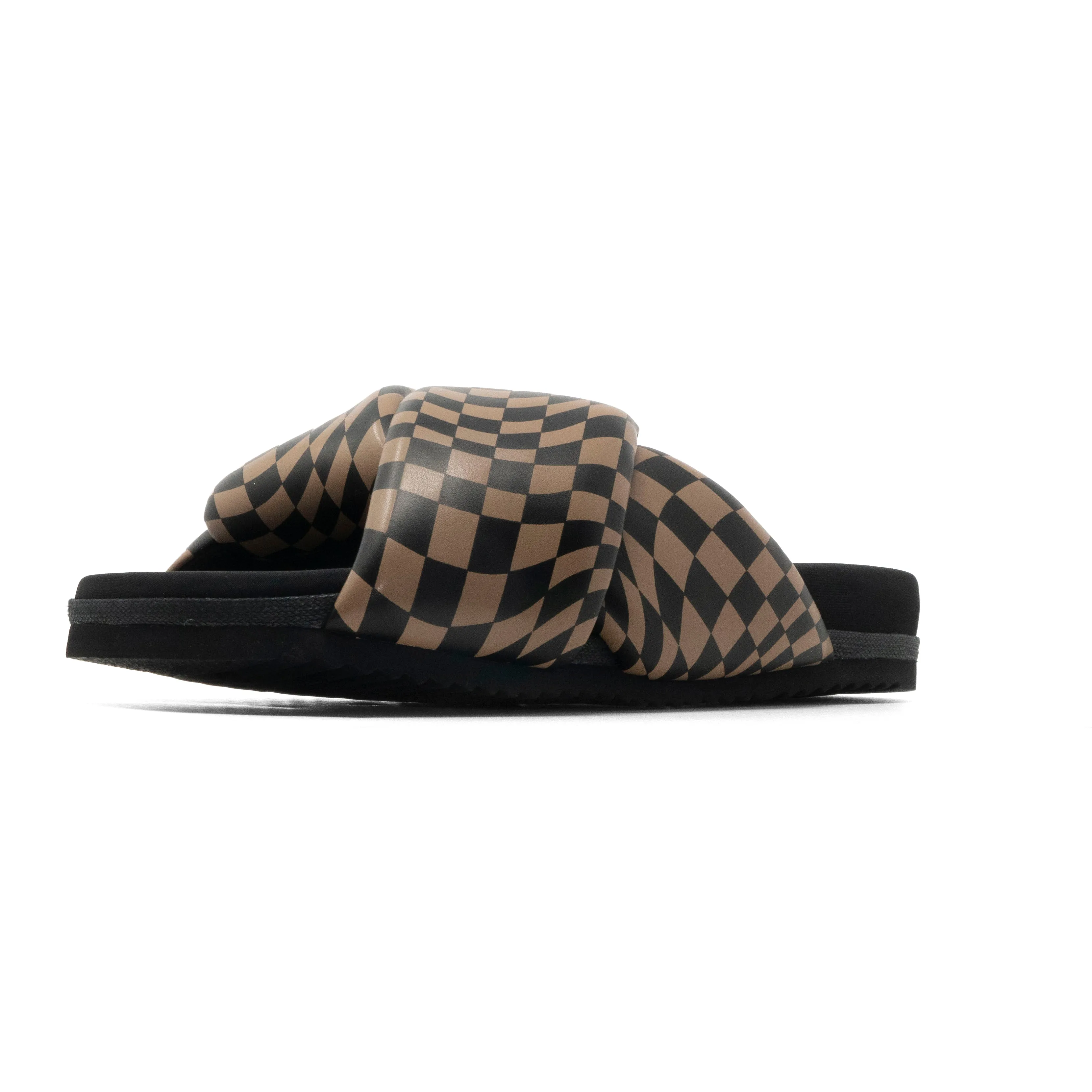 ROAM WAVY CHECK FOLDY BLACK & BEIGE VEGAN LEATHER