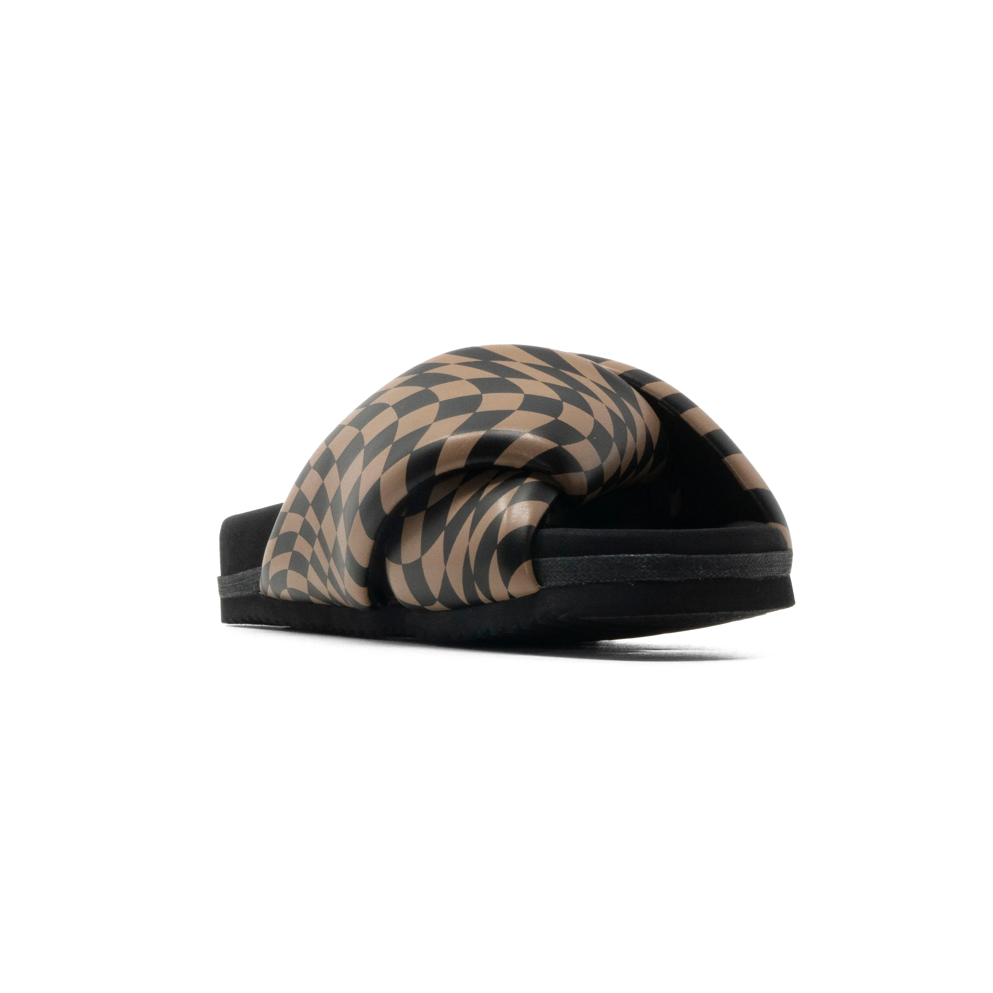 ROAM WAVY CHECK FOLDY BLACK & BEIGE VEGAN LEATHER