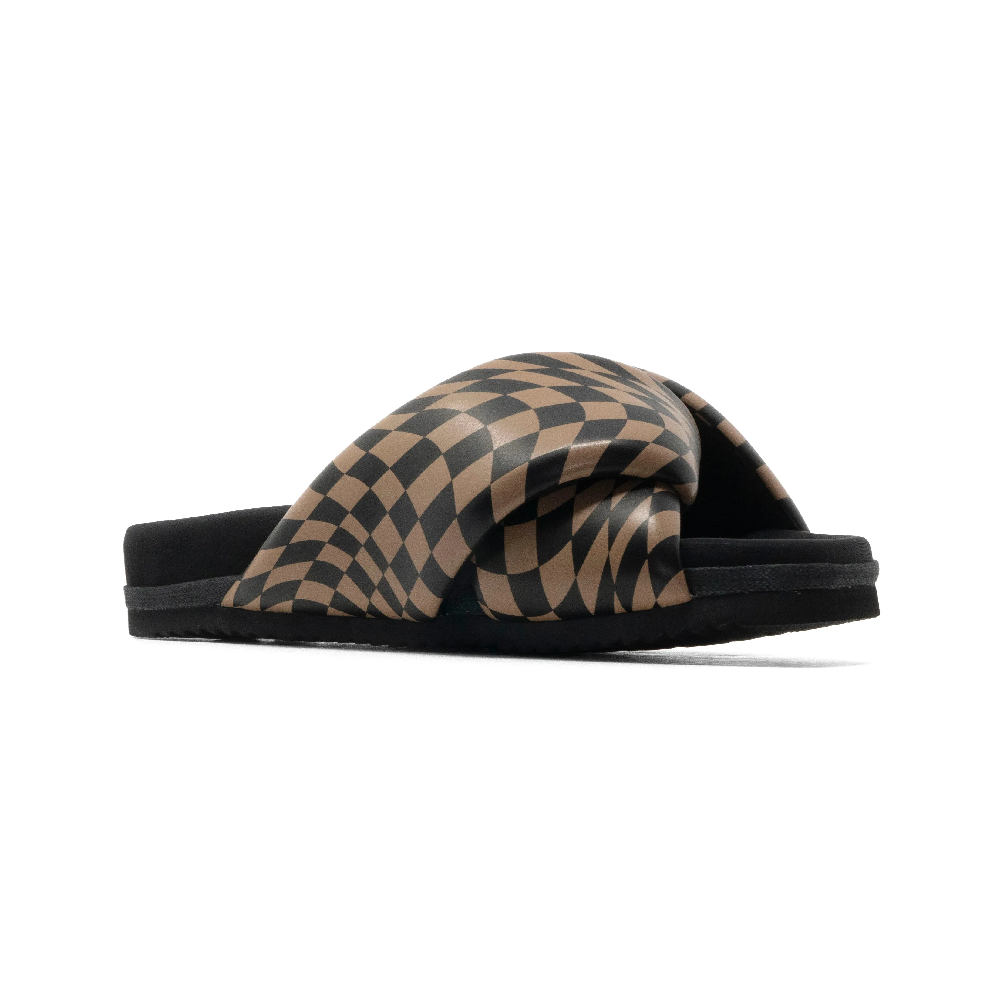 ROAM WAVY CHECK FOLDY BLACK & BEIGE VEGAN LEATHER