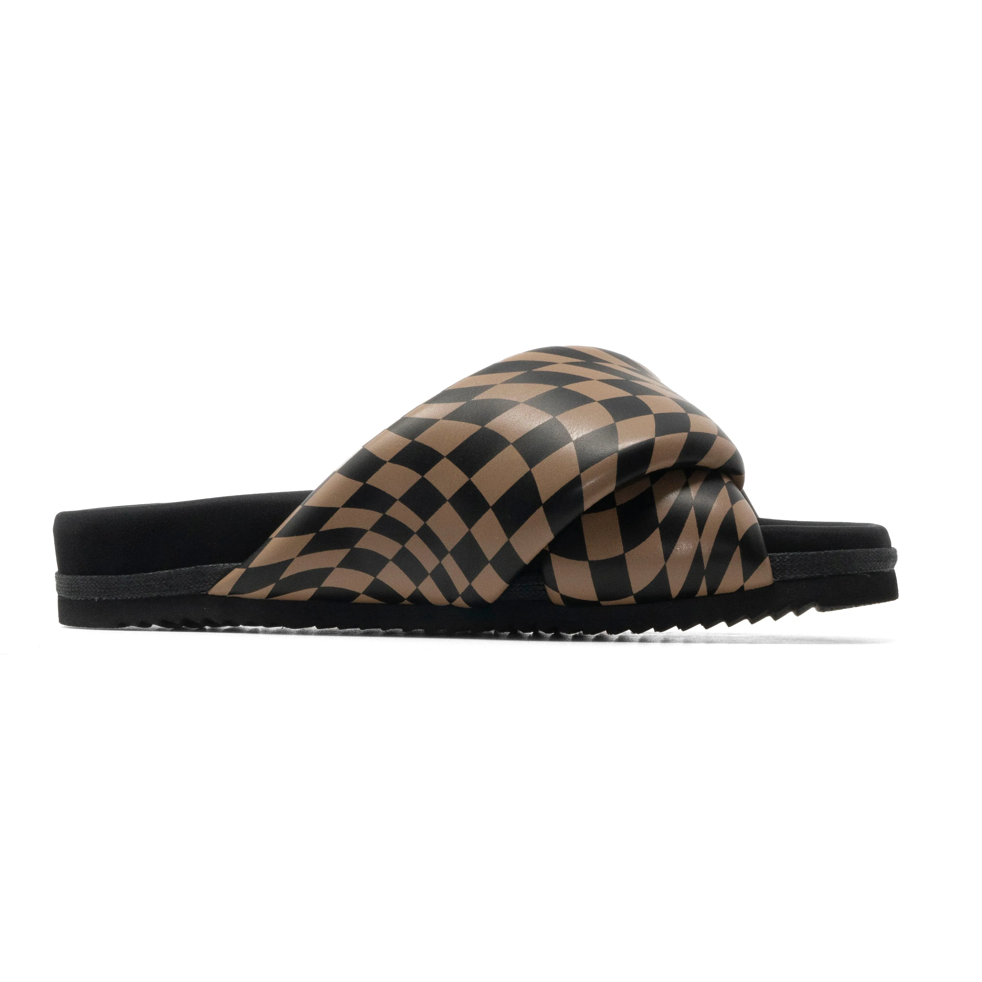 ROAM WAVY CHECK FOLDY BLACK & BEIGE VEGAN LEATHER
