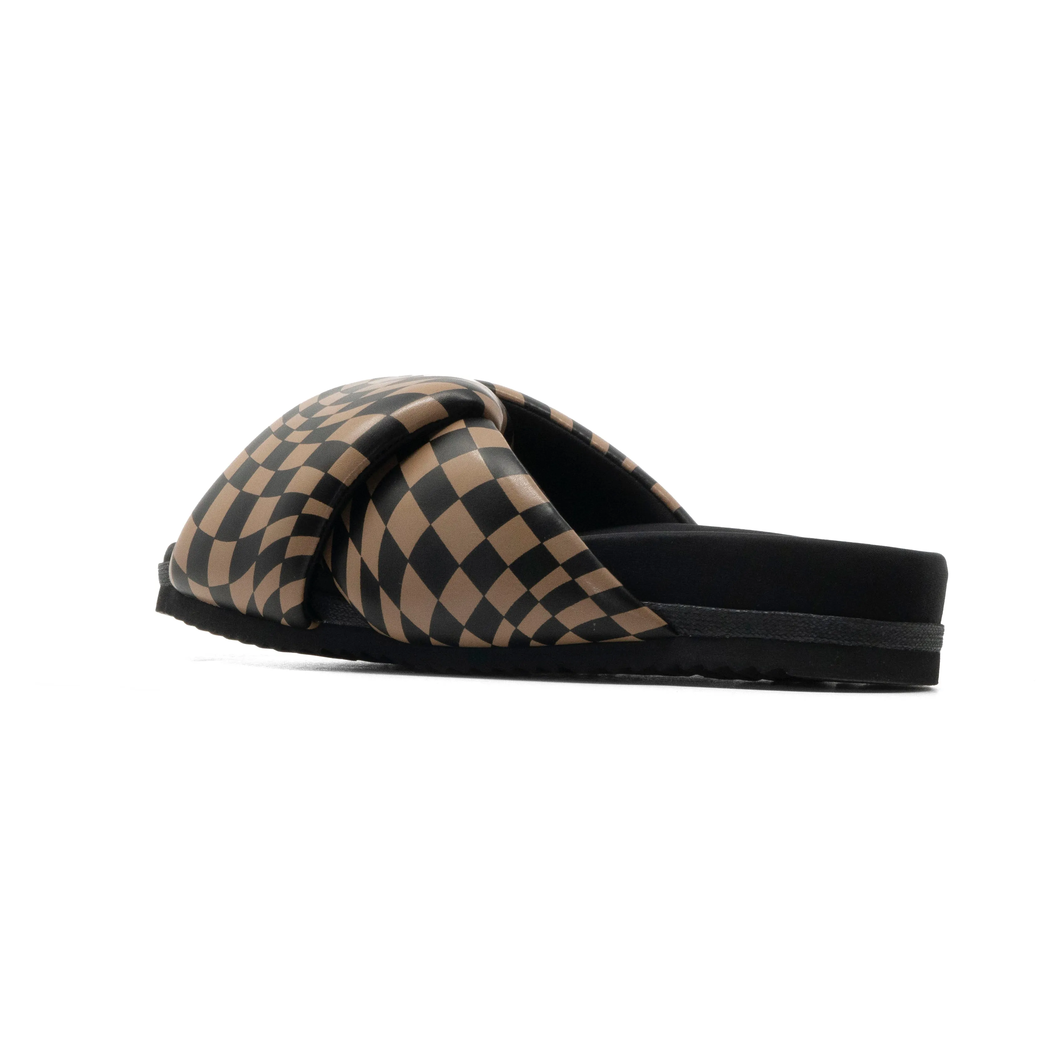 ROAM WAVY CHECK FOLDY BLACK & BEIGE VEGAN LEATHER