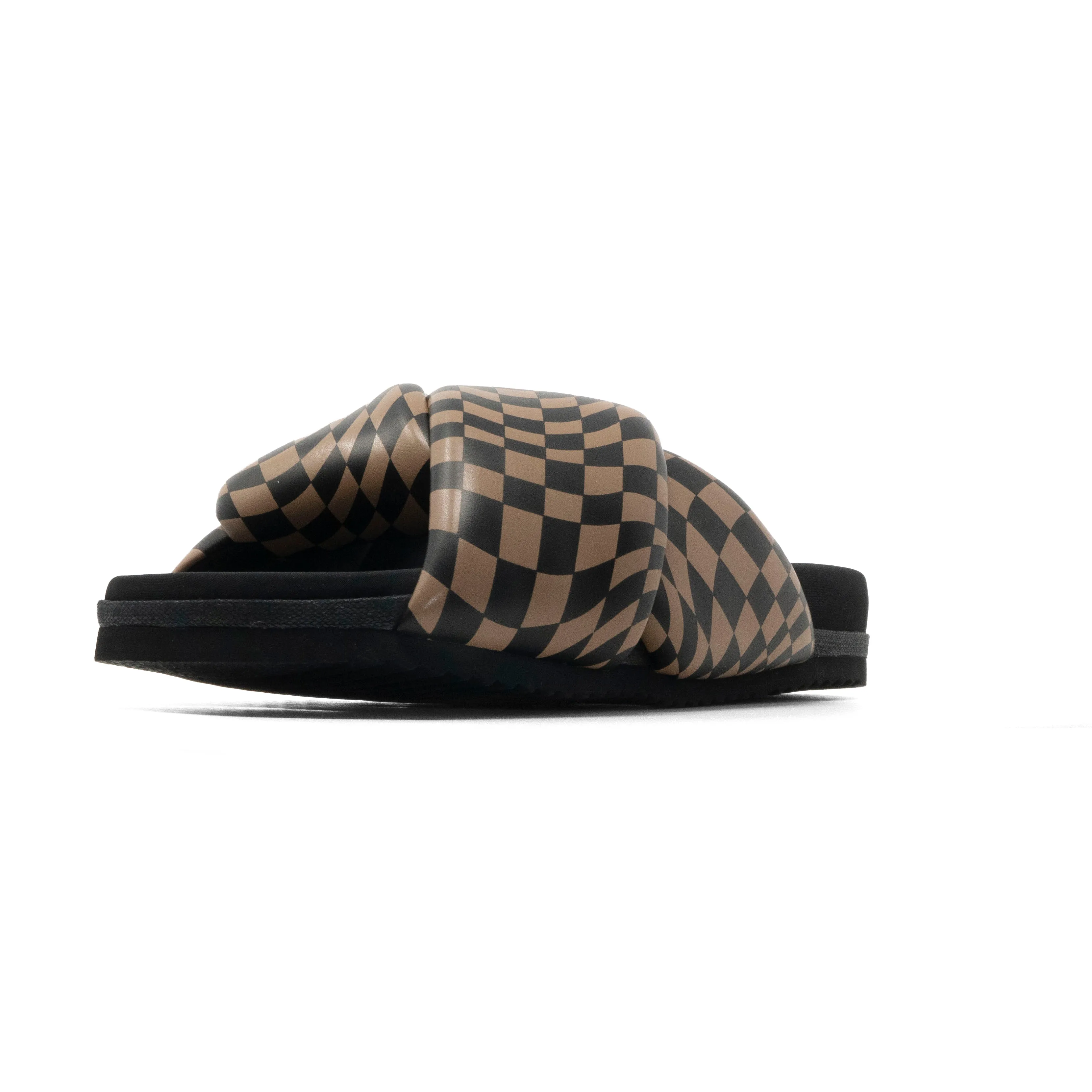 ROAM WAVY CHECK FOLDY BLACK & BEIGE VEGAN LEATHER