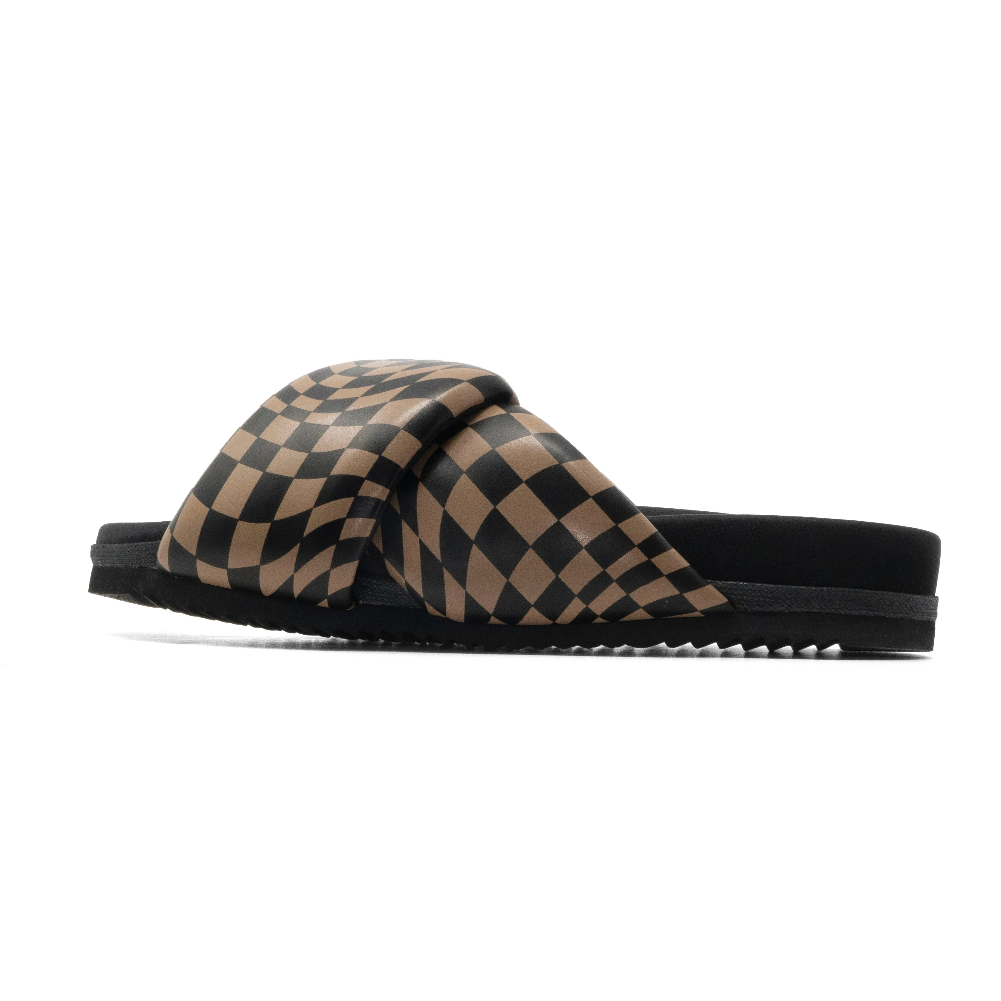 ROAM WAVY CHECK FOLDY BLACK & BEIGE VEGAN LEATHER