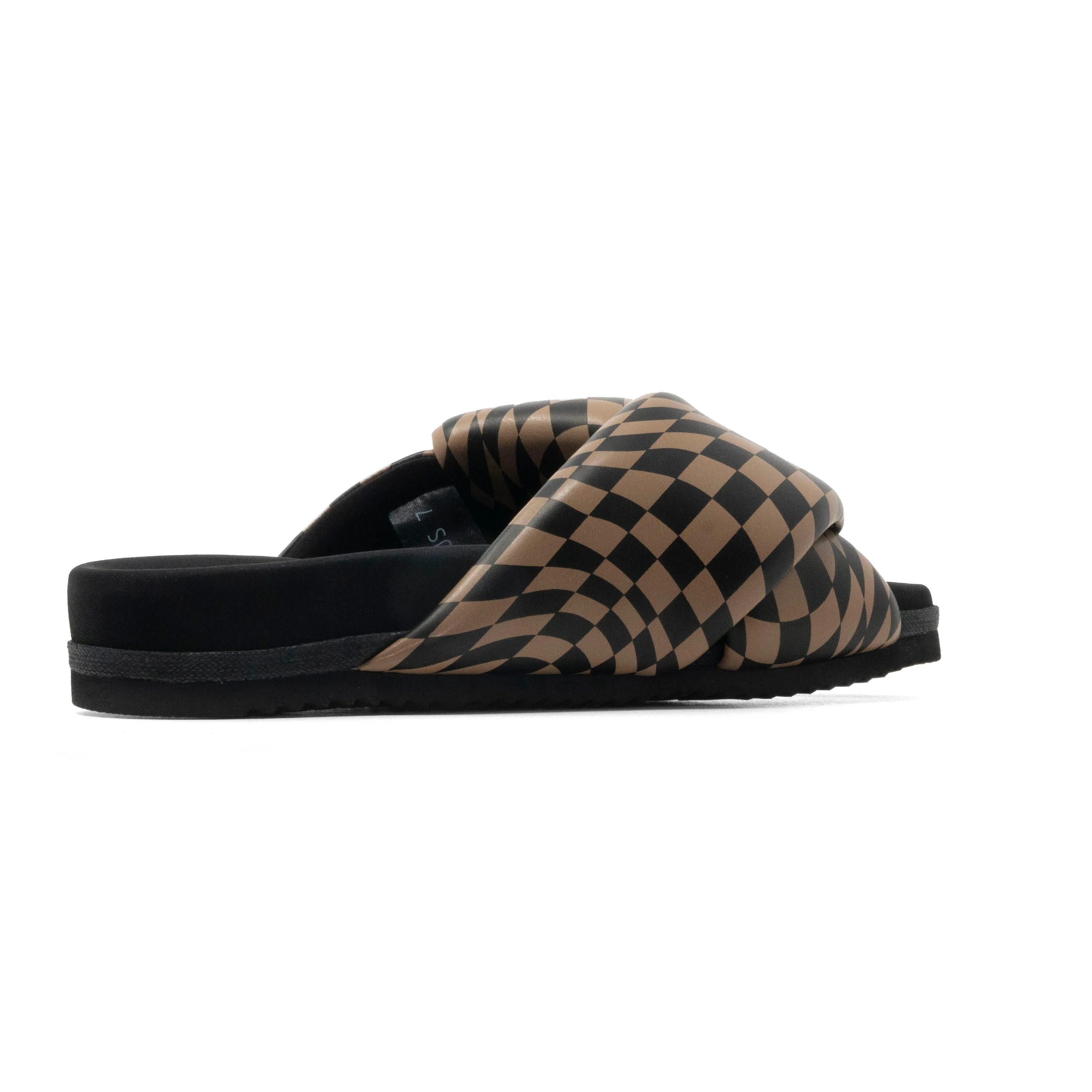 ROAM WAVY CHECK FOLDY BLACK & BEIGE VEGAN LEATHER