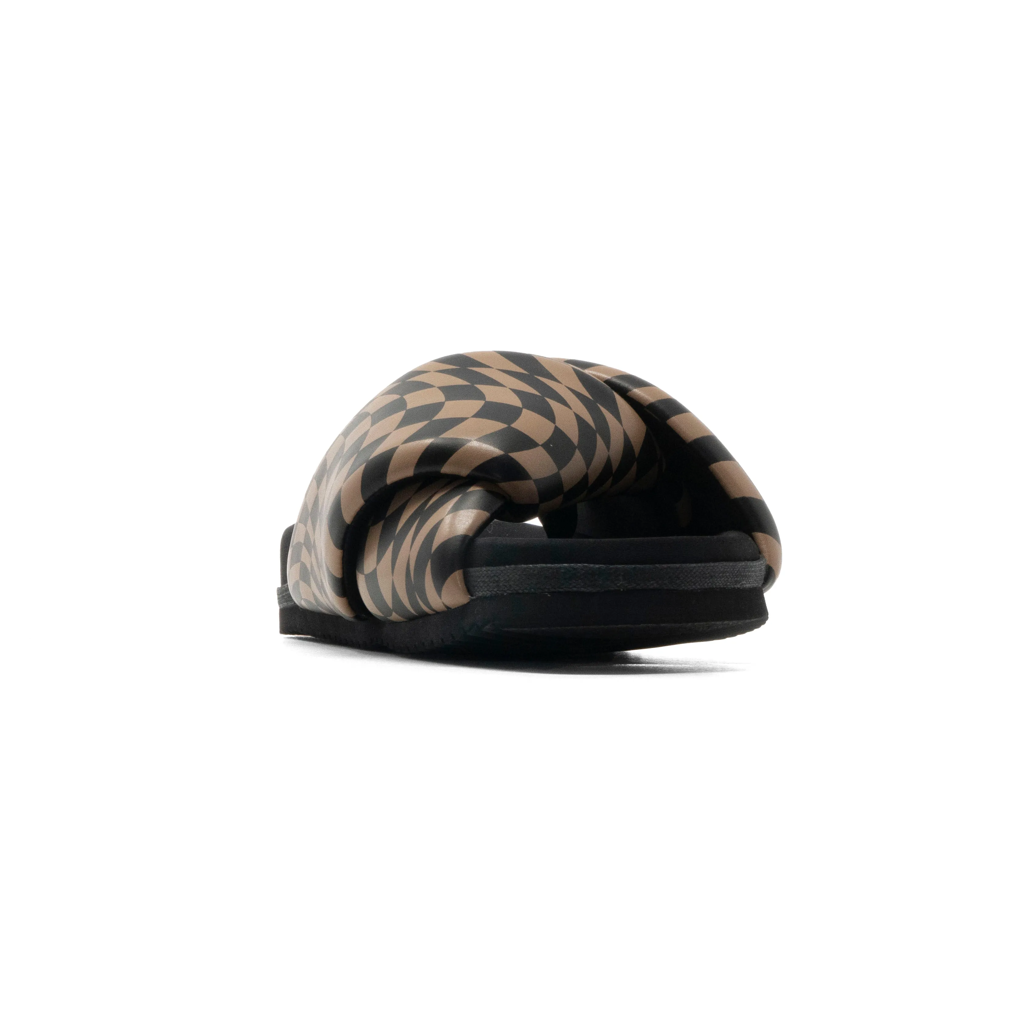 ROAM WAVY CHECK FOLDY BLACK & BEIGE VEGAN LEATHER