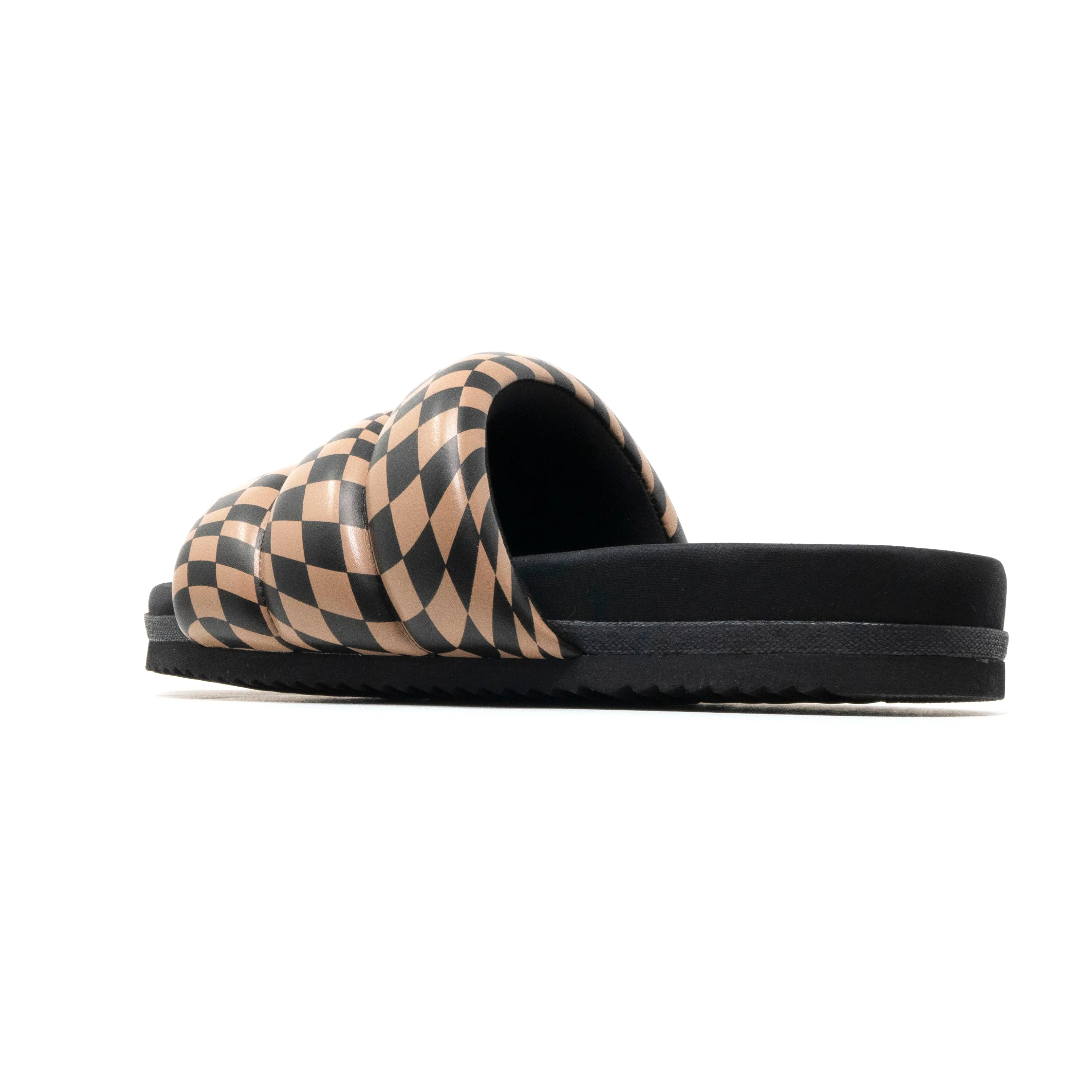 ROAM WAVY CHECK PUFFY BLACK & BEIGE VEGAN LEATHER